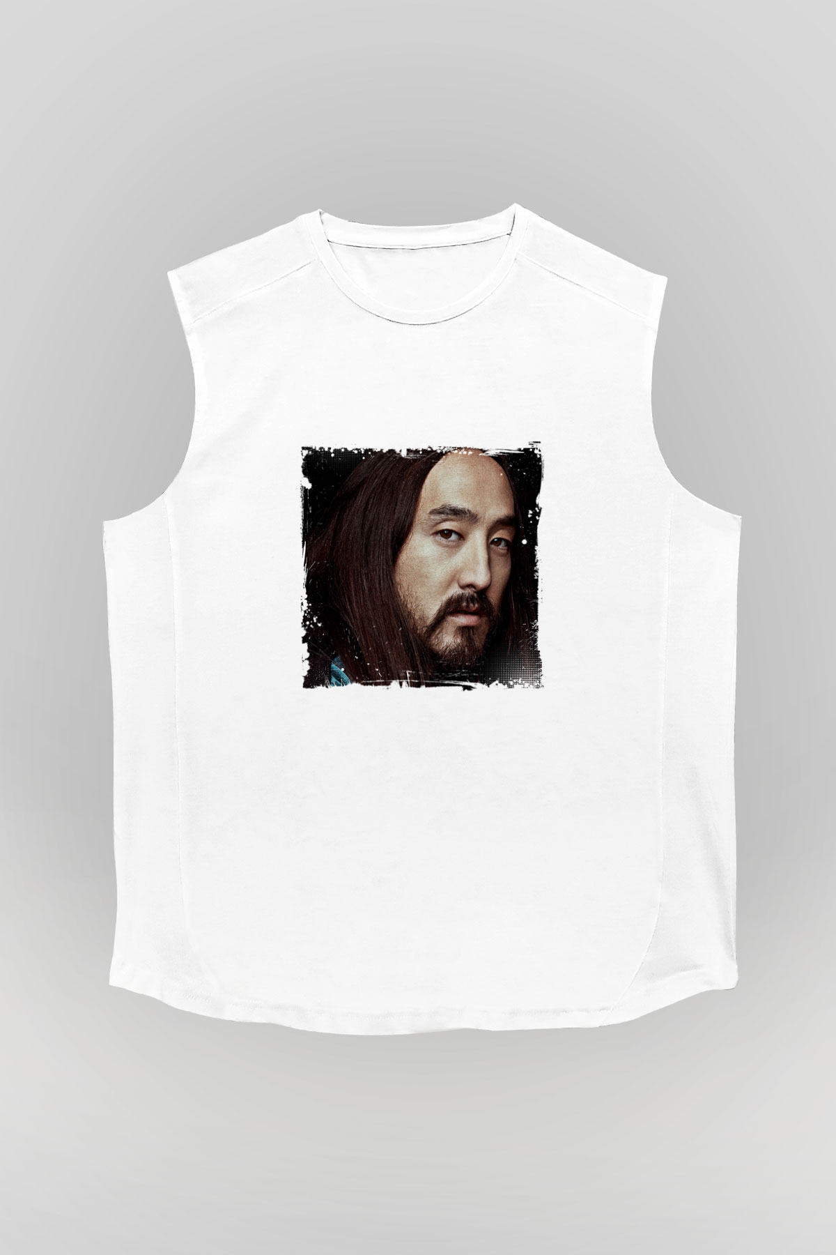 Steve AokiBaskılı Beyaz Kolsuz Tişört