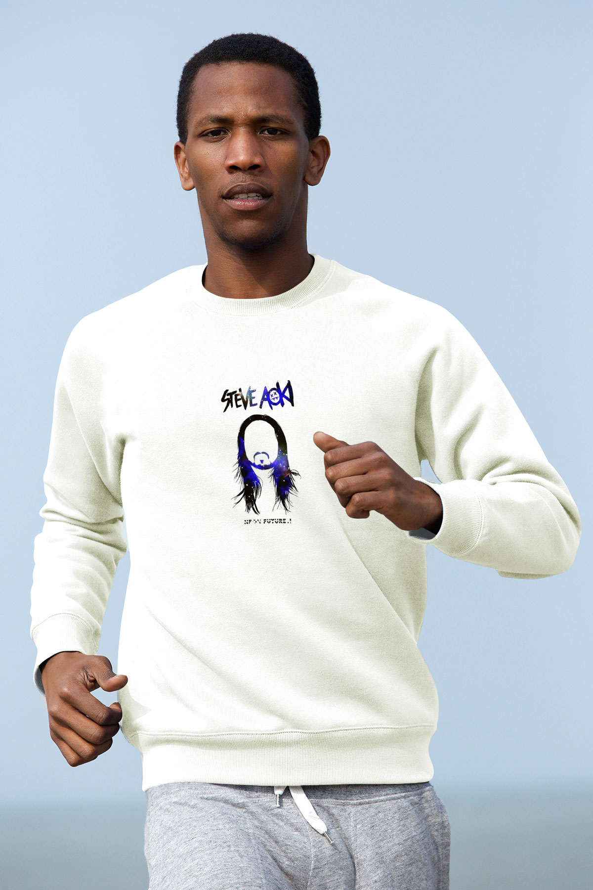 Steve AokiBaskılı Beyaz Sweatshirt