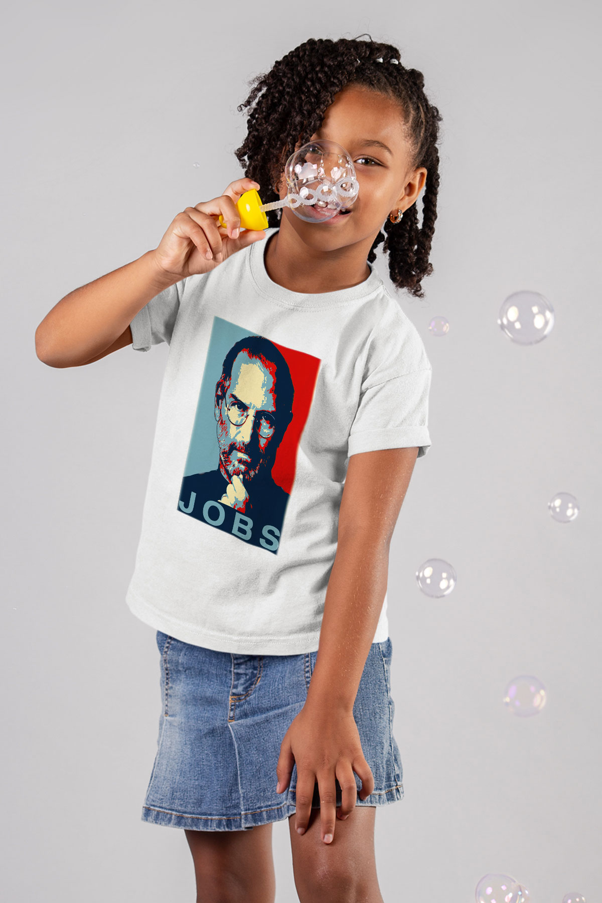 Steve Jobs Baskılı Beyaz Unisex Çocuk Tişört