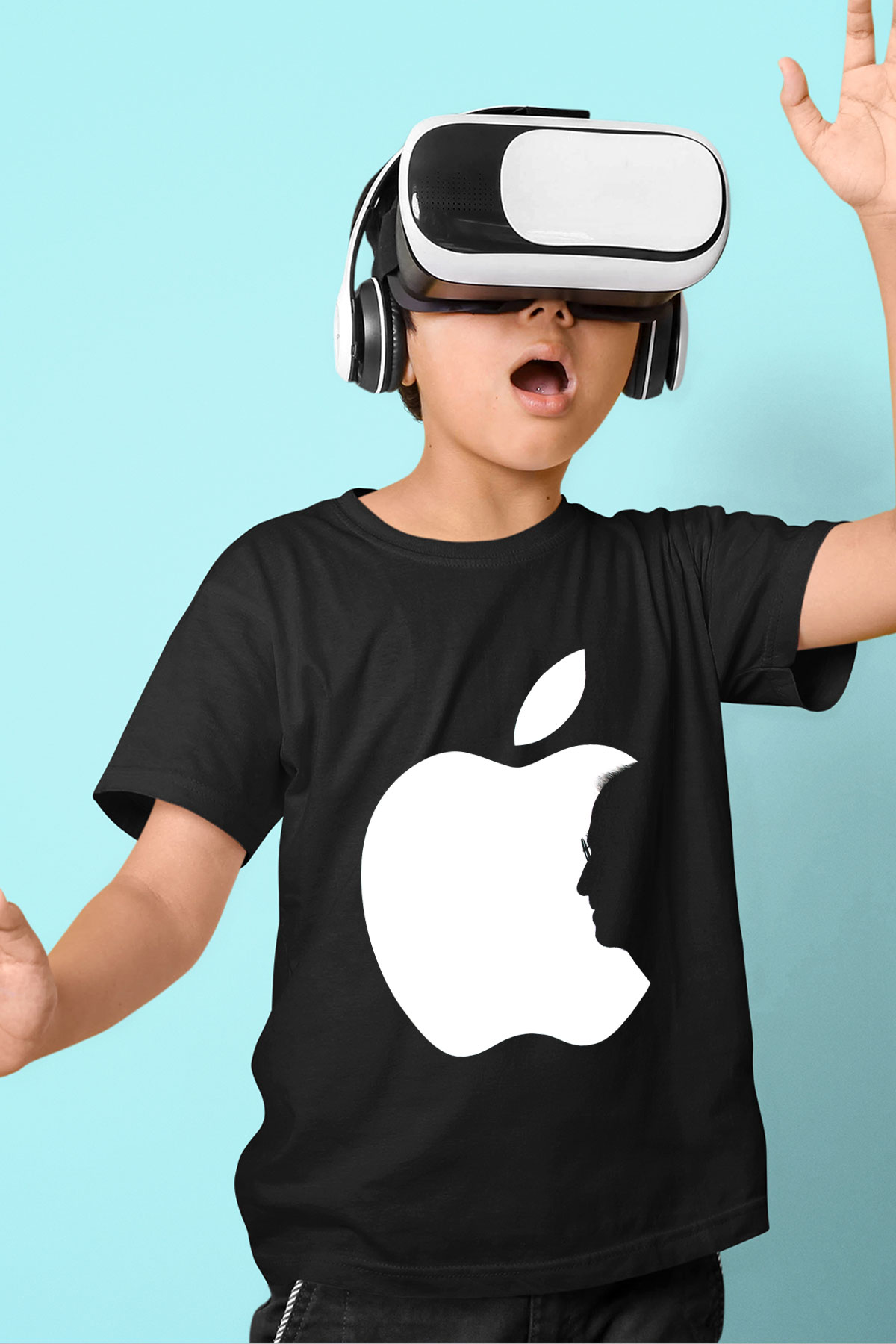 Steve Jobs Baskılı Siyah Unisex Çocuk Tişört