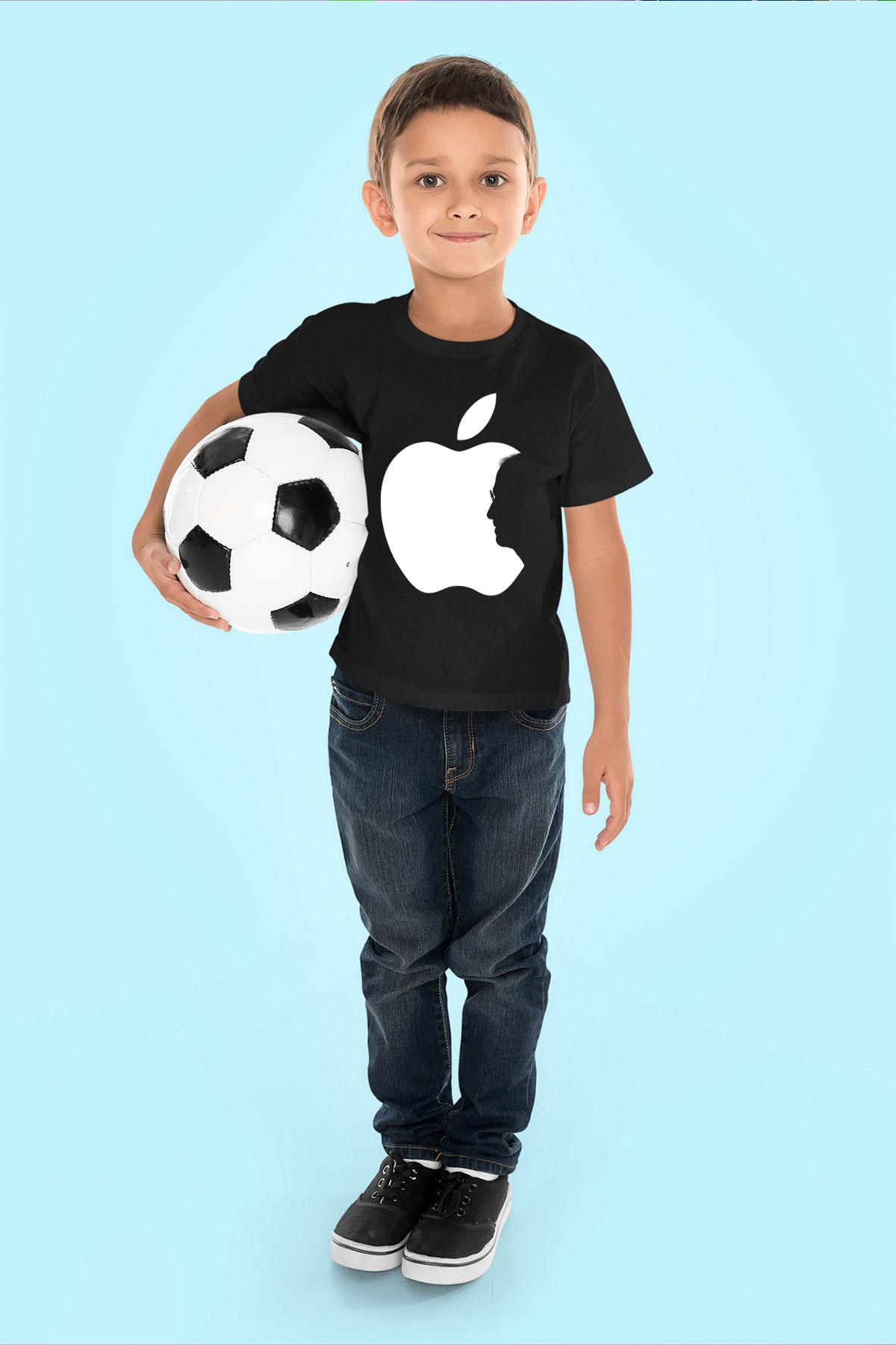 Steve Jobs Baskılı Siyah Unisex Çocuk Tişört
