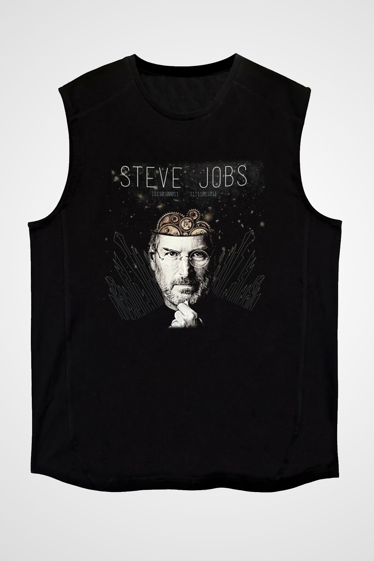 Steve Jobs Siyah Unisex Kolsuz Tişört
