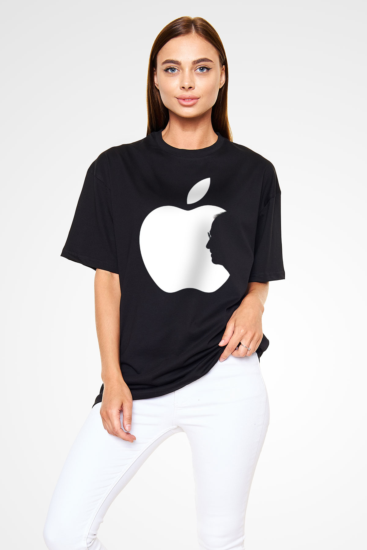 Steve Jobs Siyah Unisex Oversize Tişört T-Shirt