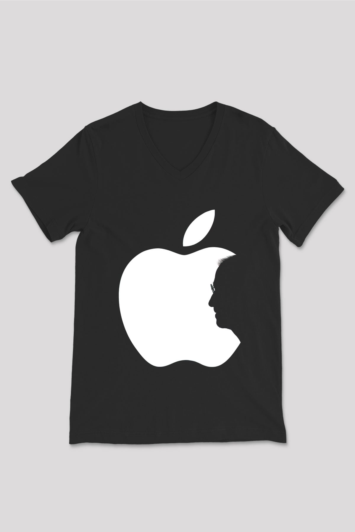 Steve Jobs Siyah Unisex V Yaka Tişört T-Shirt