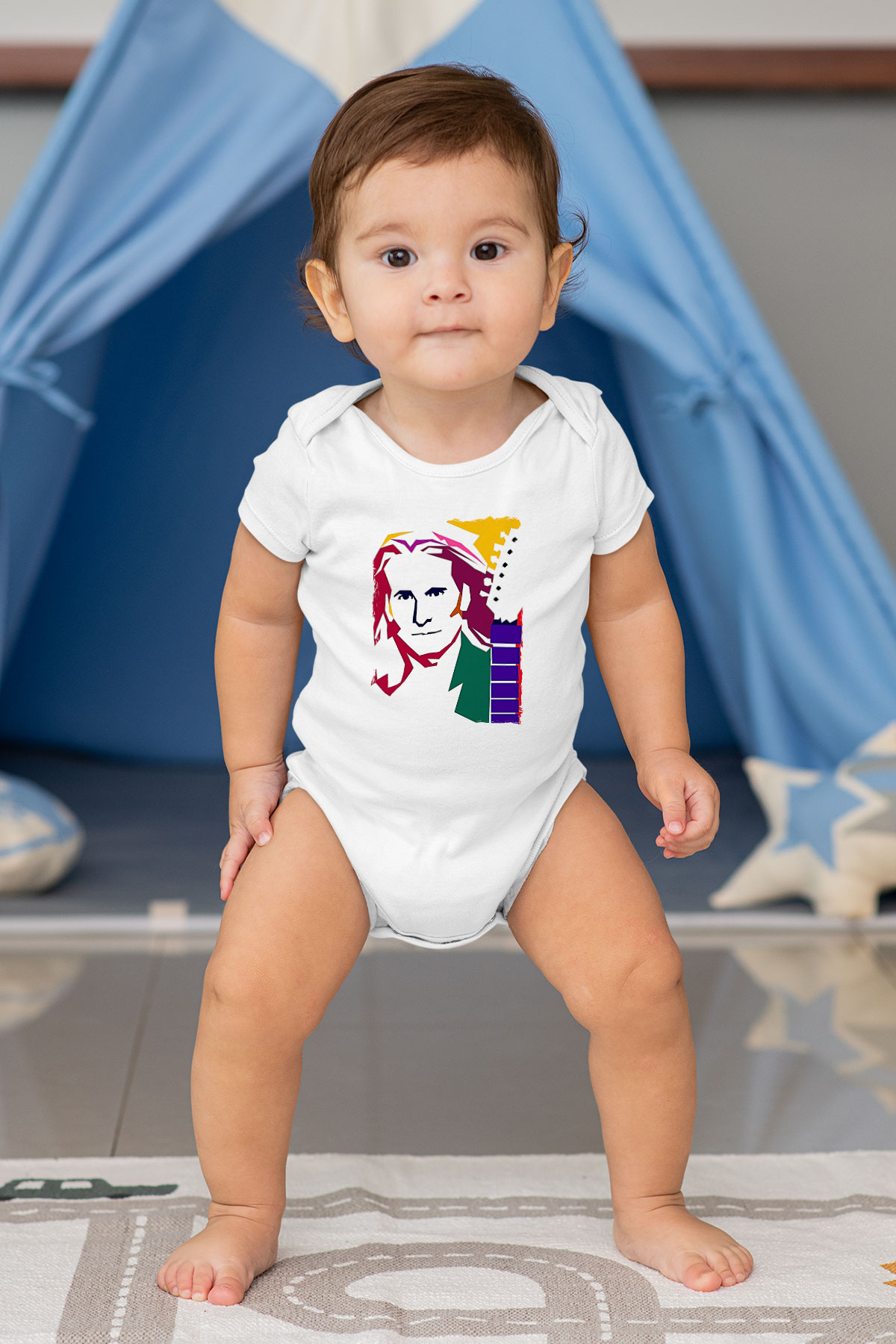 Steve Vai Baskılı Beyaz Unisex Bebek Body - Zıbın