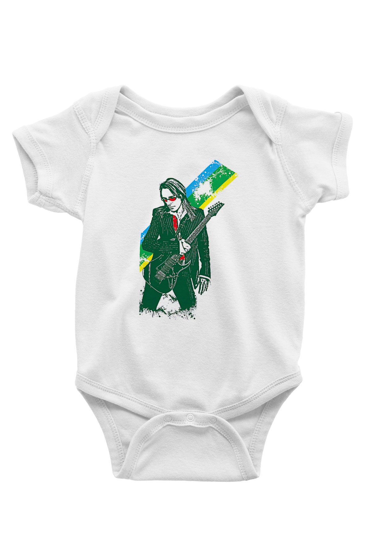 Steve Vai Baskılı Beyaz Unisex Bebek Body - Zıbın