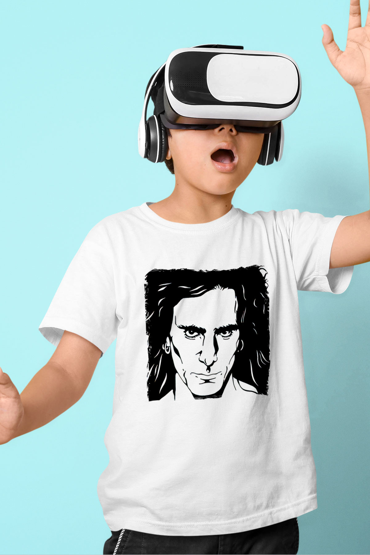 Steve Vai Baskılı Beyaz Unisex Beyaz Çocuk Tişört - Tshirt