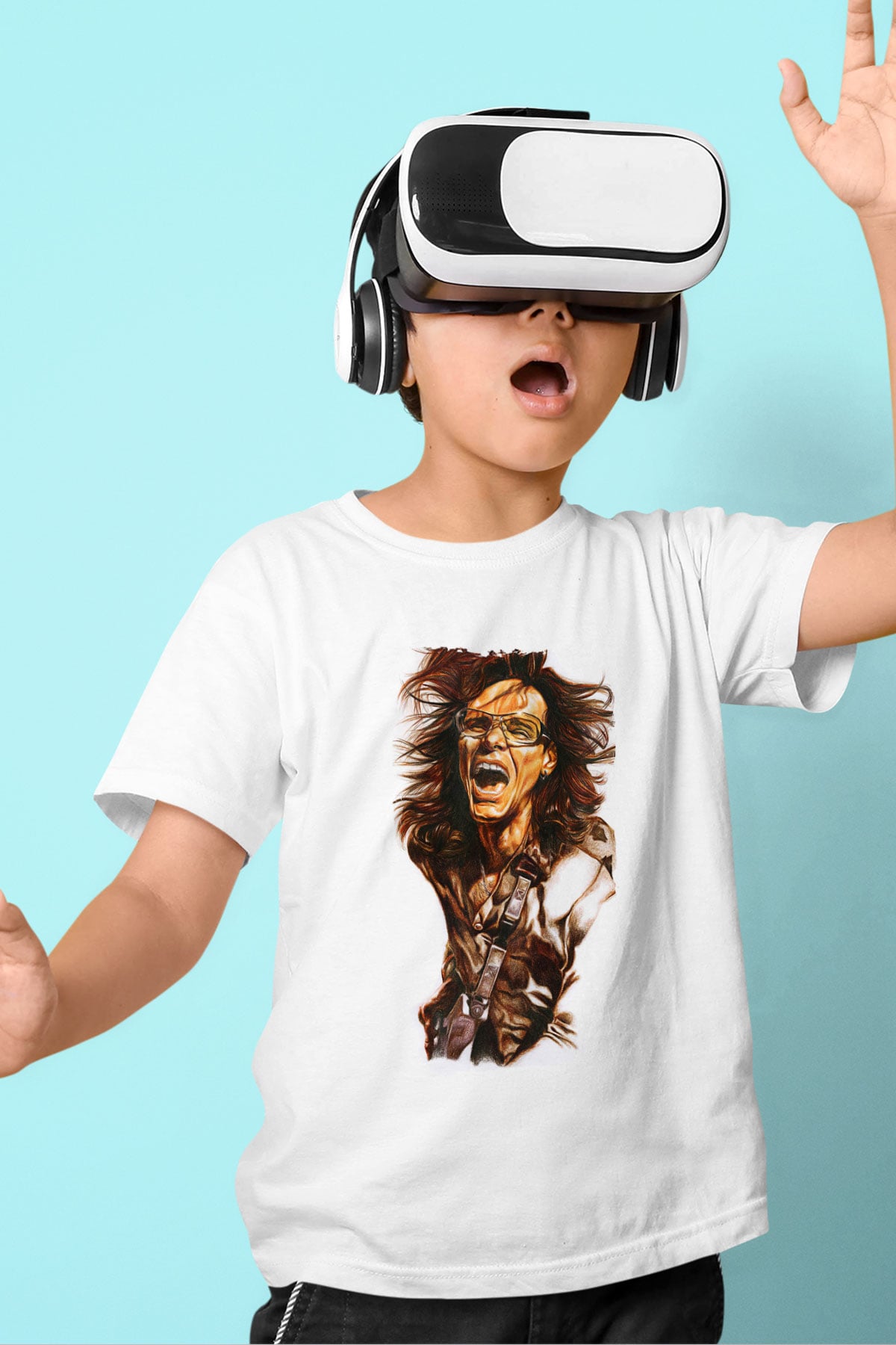 Steve Vai Baskılı Beyaz Unisex Beyaz Çocuk Tişört - Tshirt