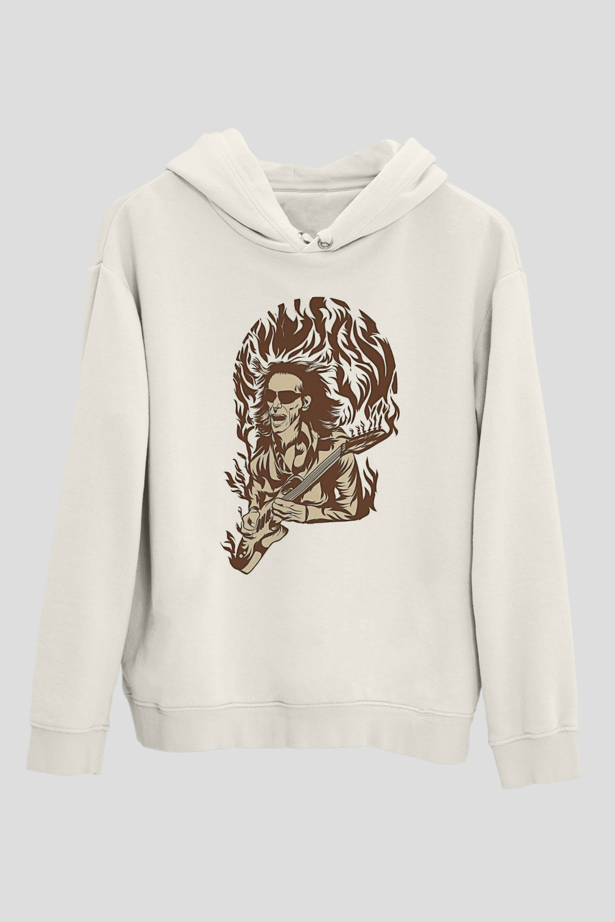 Steve Vai Baskılı Beyaz Unisex Kapüşonlu Sweatshirt