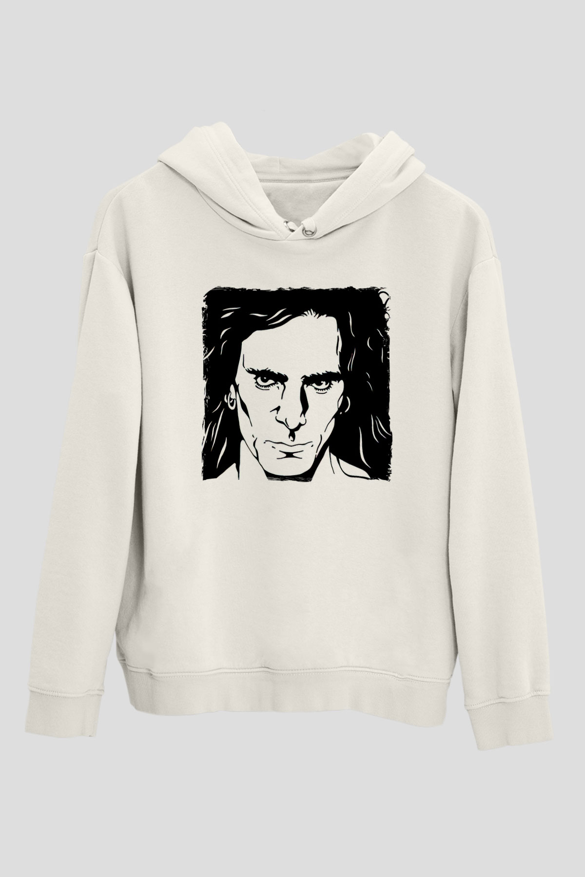 Steve Vai Baskılı Beyaz Unisex Kapüşonlu Sweatshirt