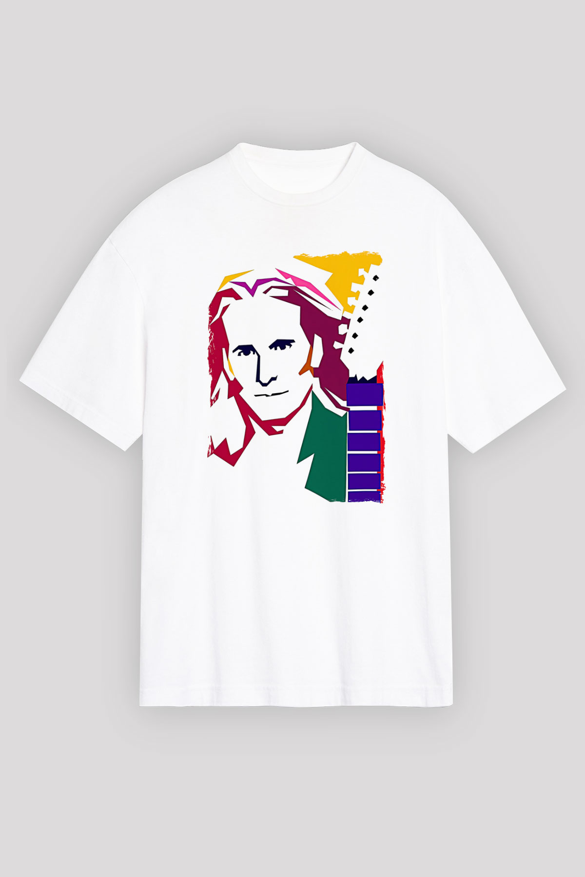 Steve Vai Baskılı Beyaz Unisex Oversize Tişört - Tshirt