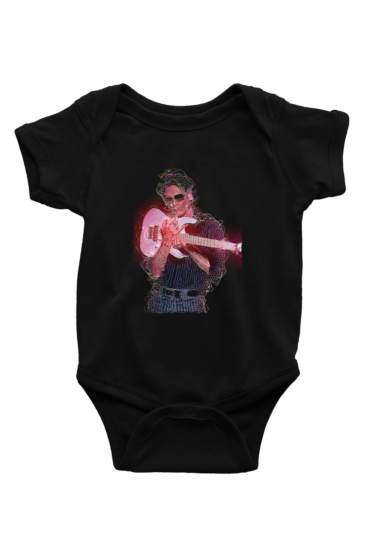 Steve Vai Baskılı Unisex Siyah Bebek Body - Zıbın