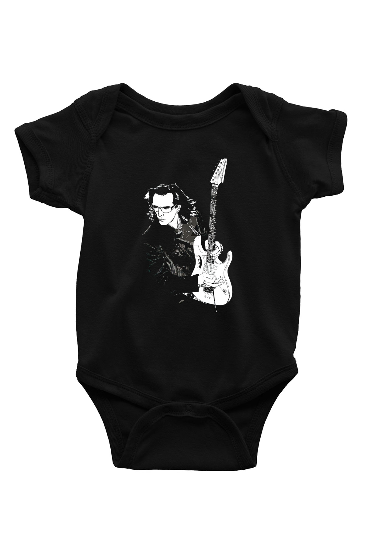 Steve Vai Baskılı Unisex Siyah Bebek Body - Zıbın