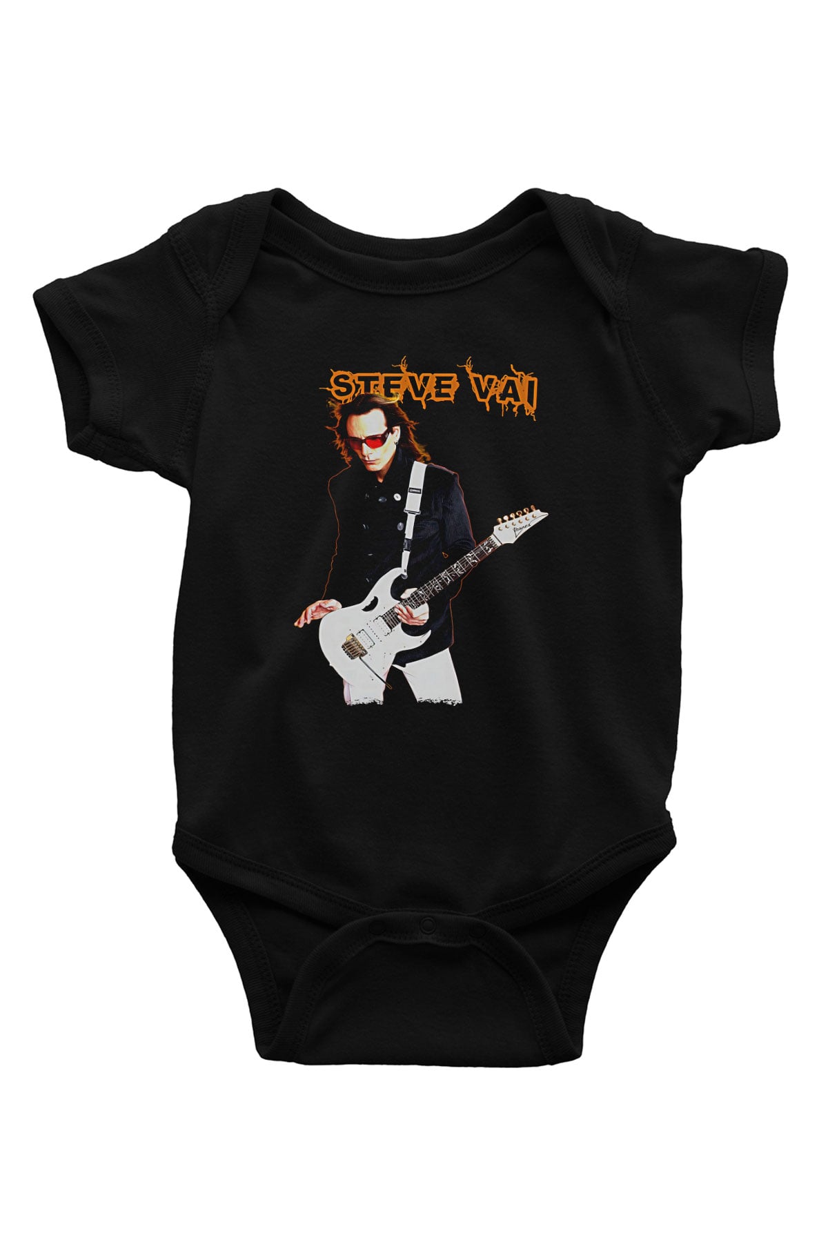 Steve Vai Baskılı Unisex Siyah Bebek Body - Zıbın