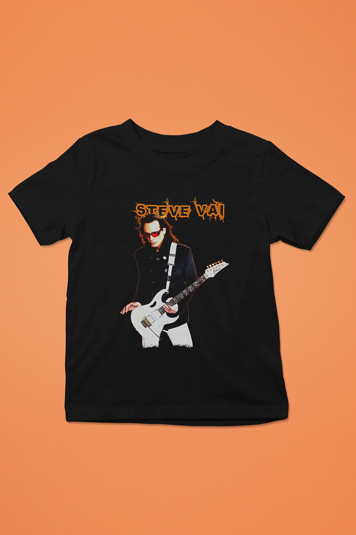 Steve Vai Baskılı Unisex Siyah Çocuk Tişört - Tshirt