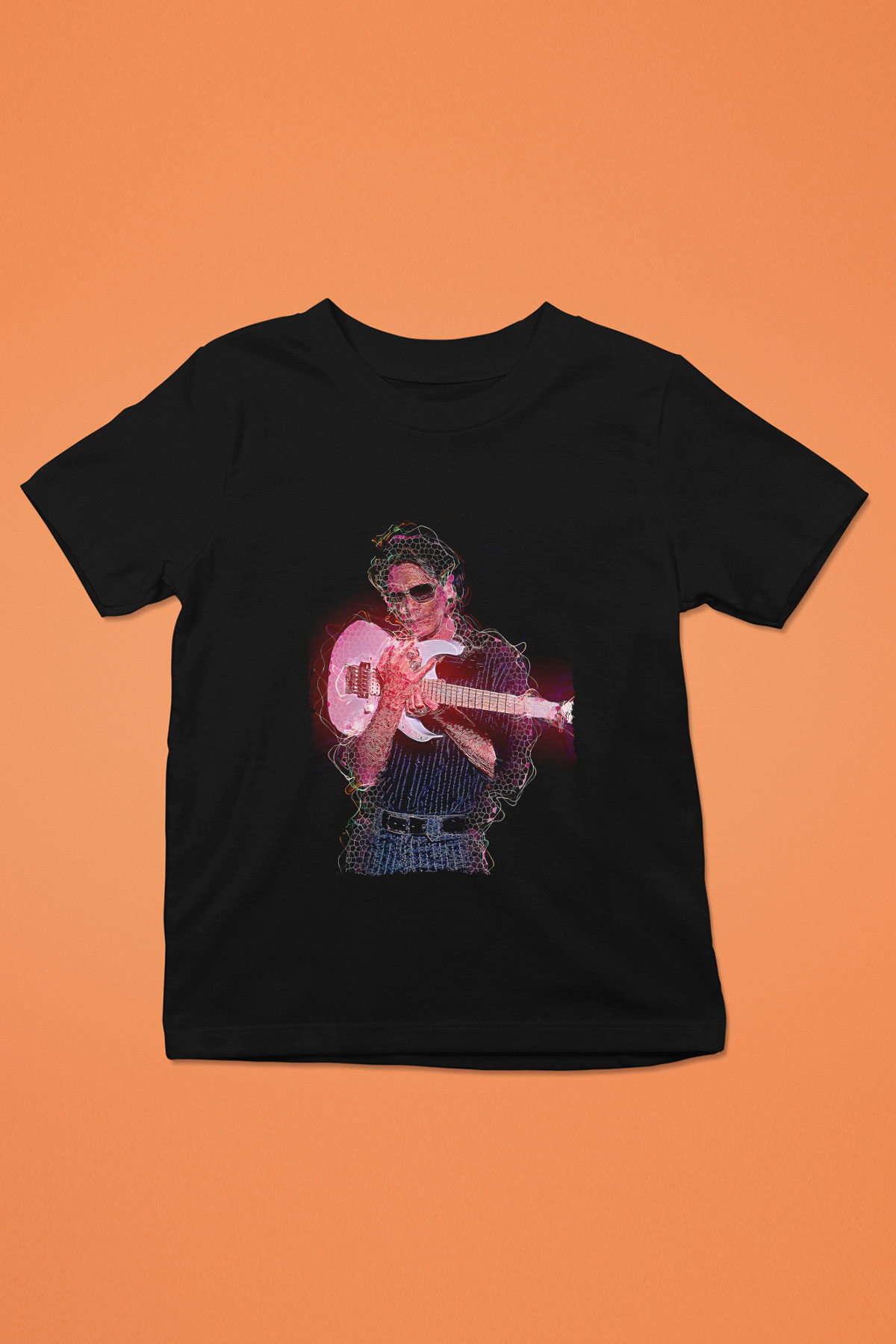 Steve Vai Baskılı Unisex Siyah Çocuk Tişört - Tshirt
