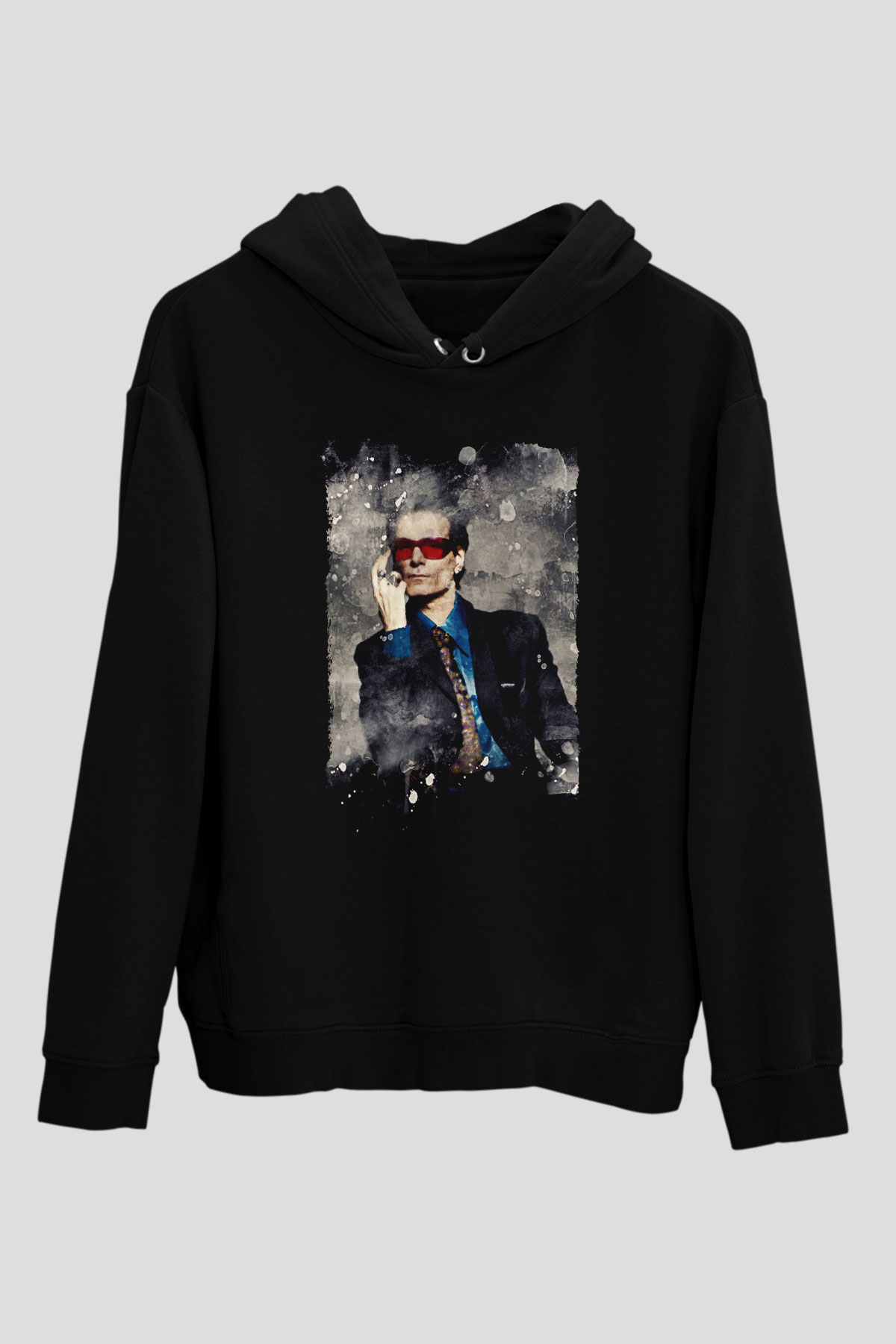 Steve Vai Baskılı Unisex Siyah Kapüşonlu Sweatshirt