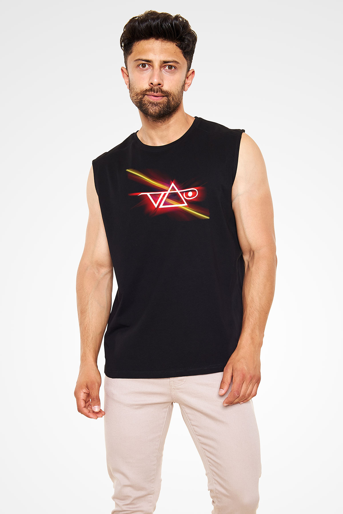 Steve Vai Baskılı Unisex Siyah Kolsuz Tişört - Tshirt