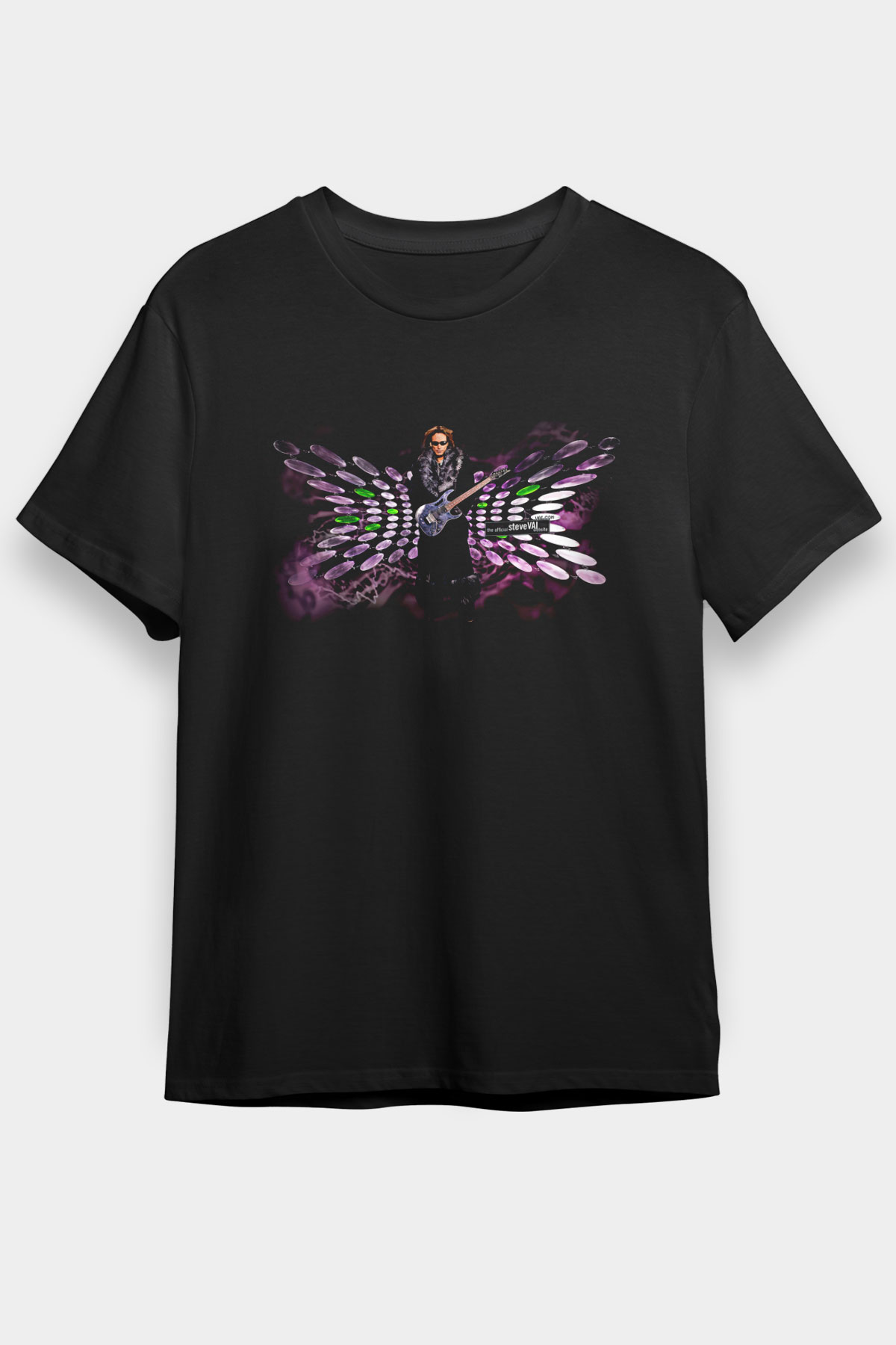Steve Vai Baskılı Unisex Siyah Tişört - Tshirt