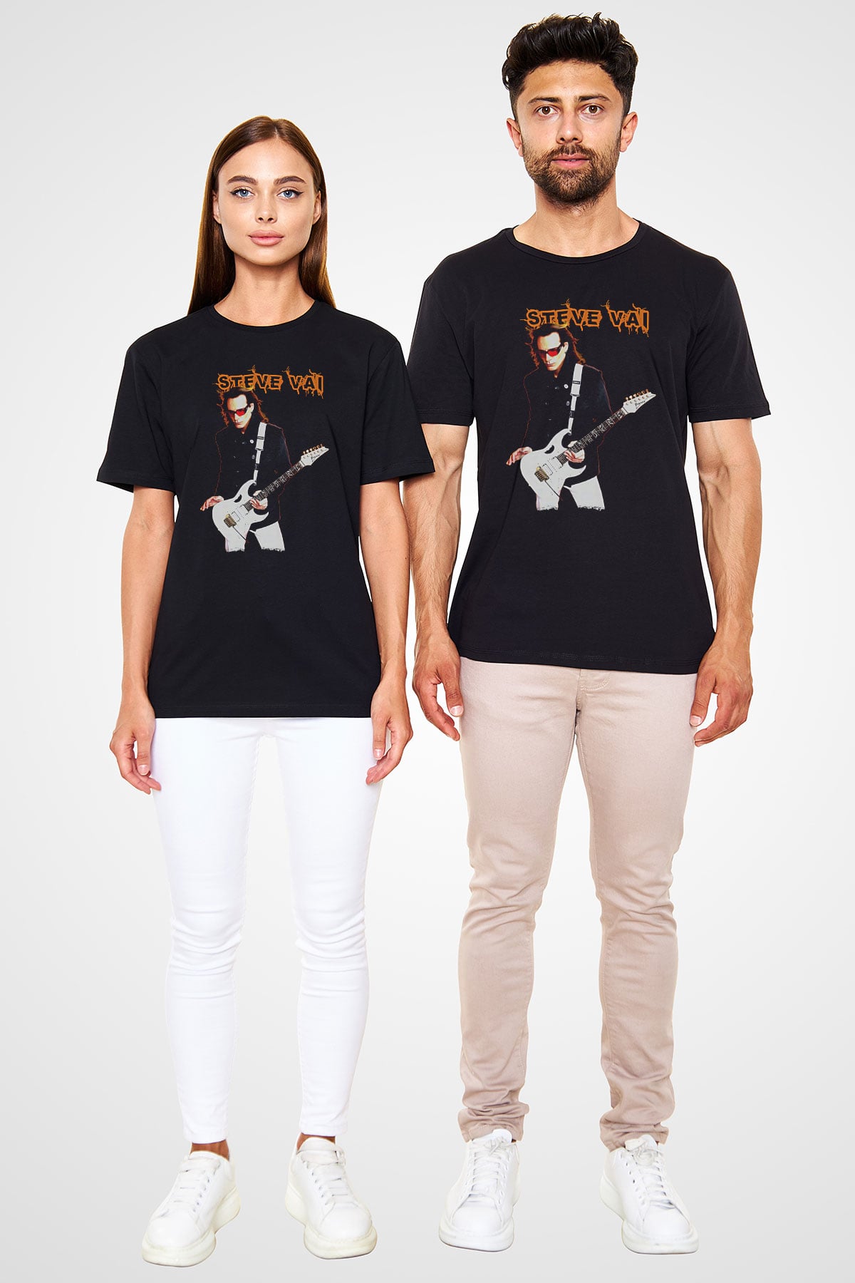 Steve Vai Baskılı Unisex Siyah Tişört - Tshirt