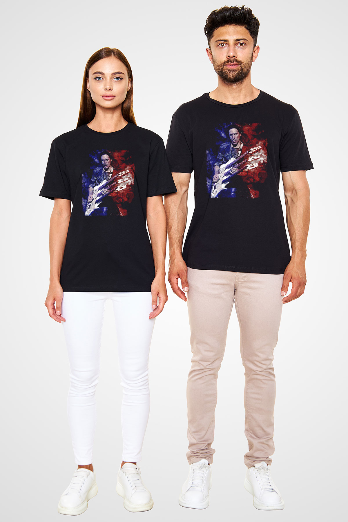 Steve Vai Baskılı Unisex Siyah Tişört - Tshirt
