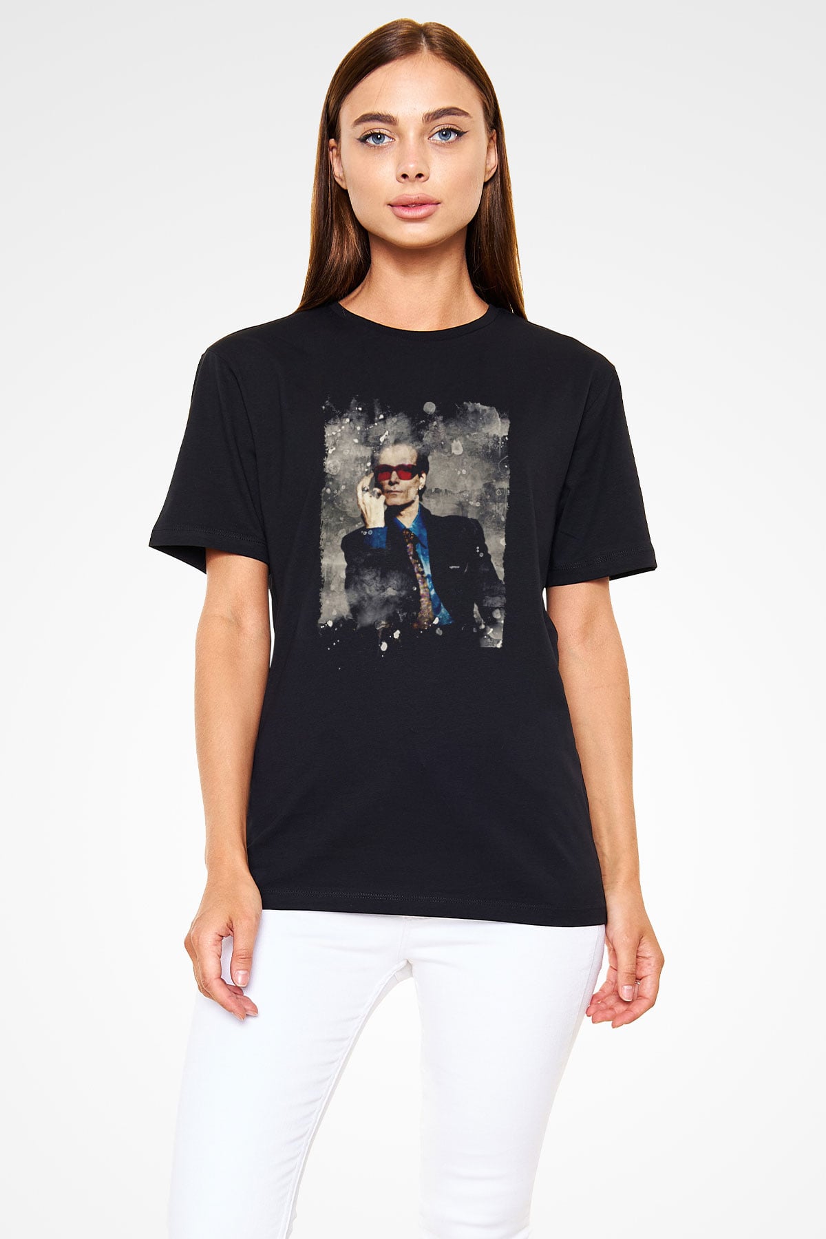 Steve Vai Baskılı Unisex Siyah Tişört - Tshirt