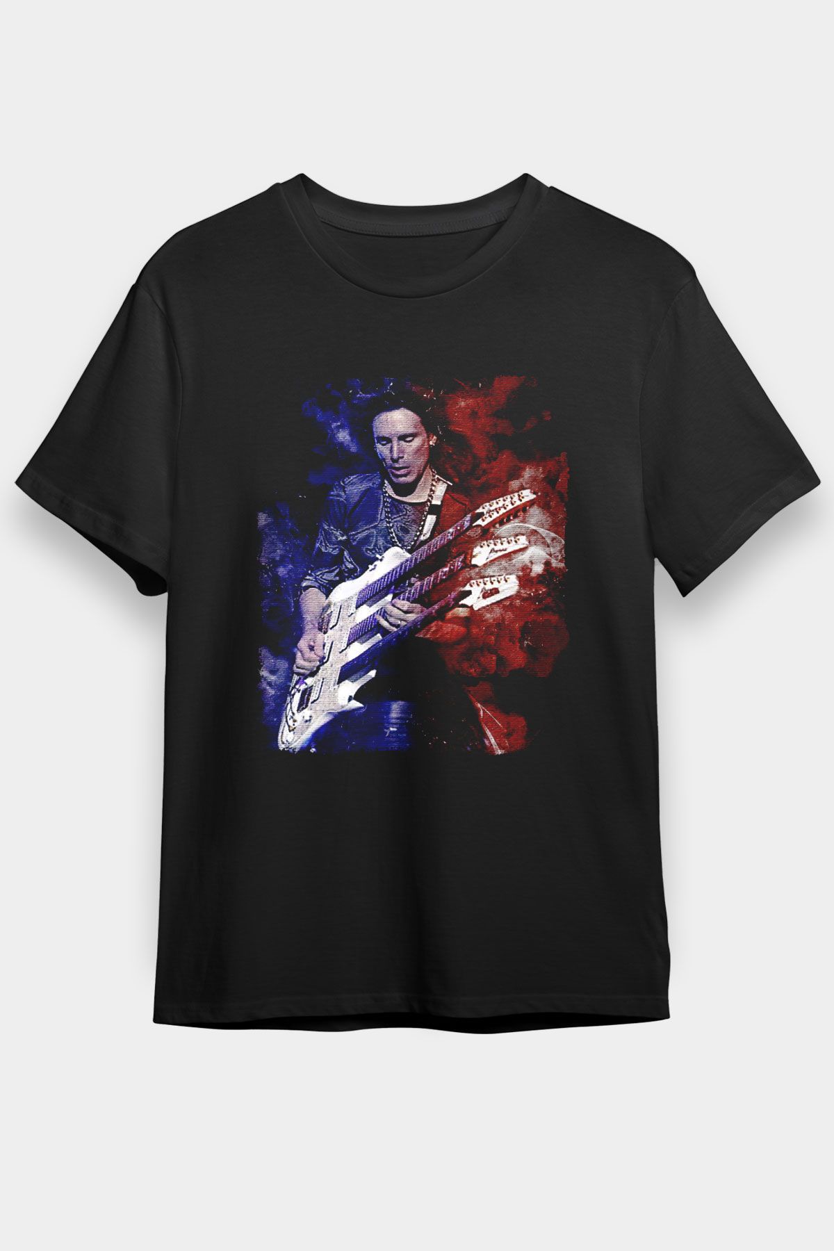 Steve Vai Baskılı Unisex Siyah Tişört - Tshirt
