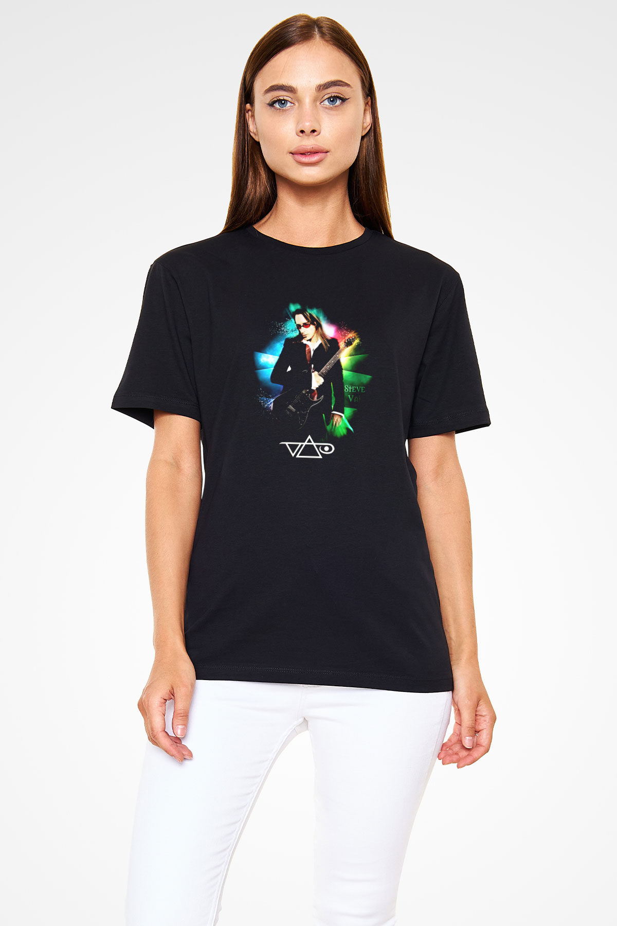 Steve Vai Baskılı Unisex Siyah Tişört - Tshirt