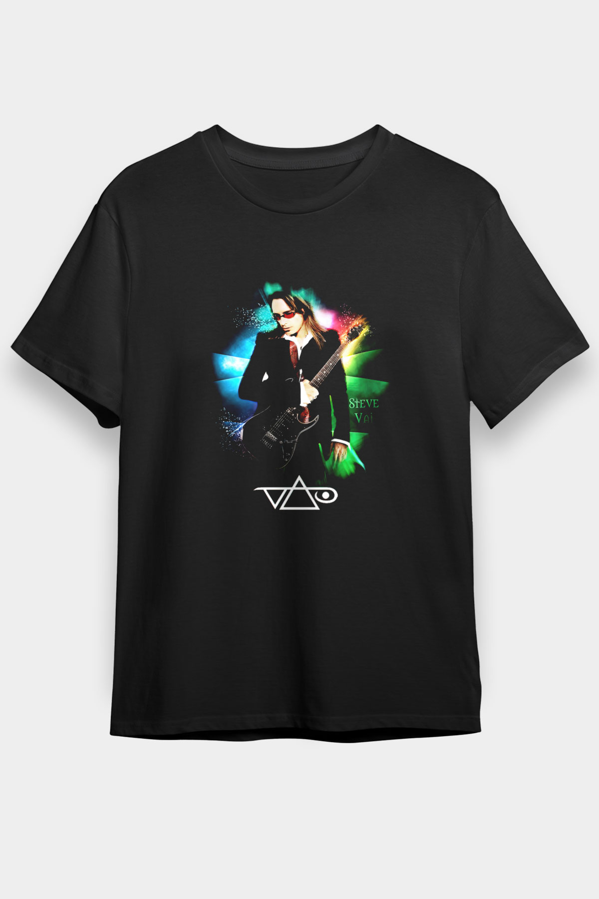 Steve Vai Baskılı Unisex Siyah Tişört - Tshirt