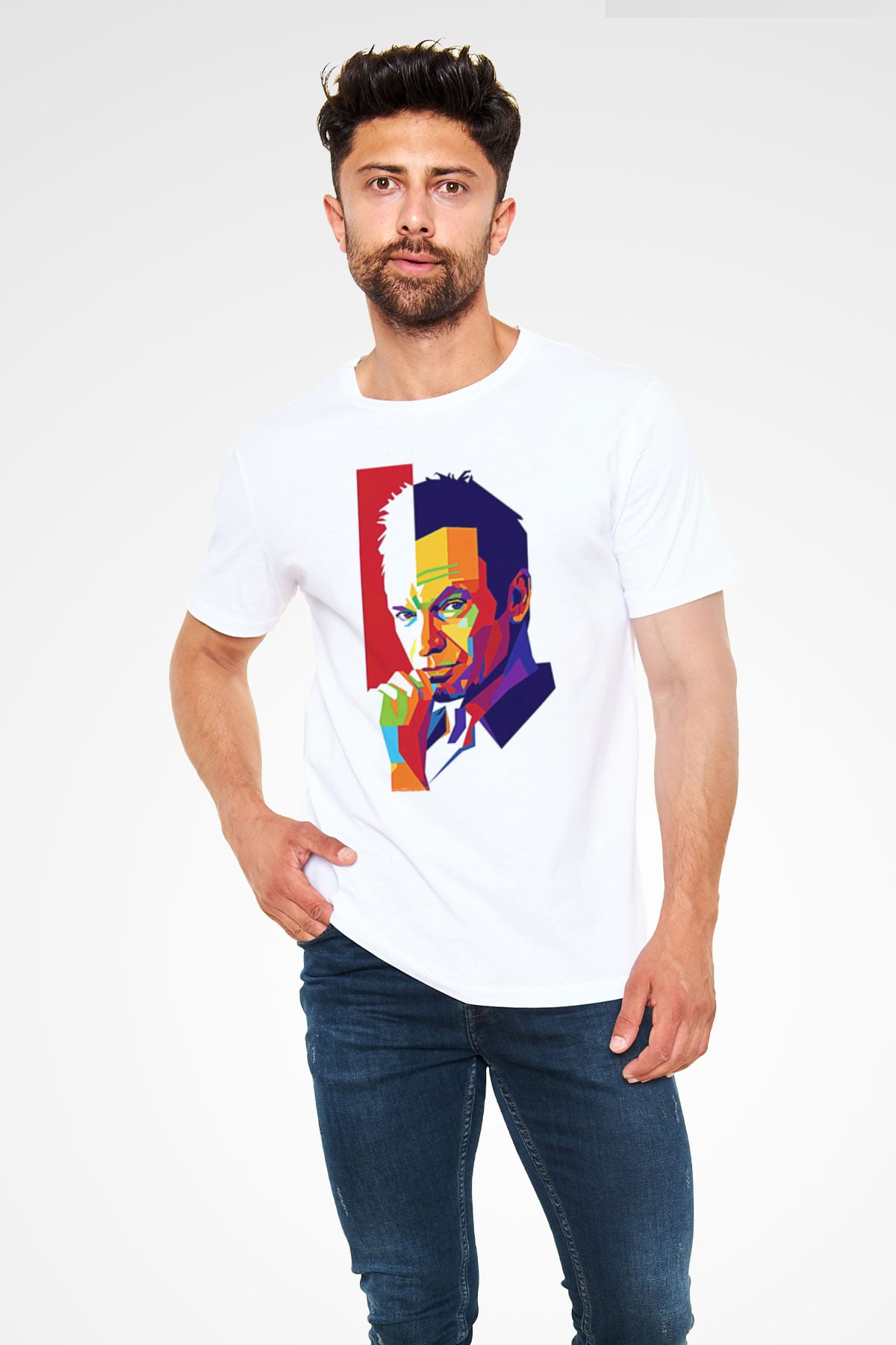 Sting Baskılı Unisex Beyaz Tişört - Tshirt