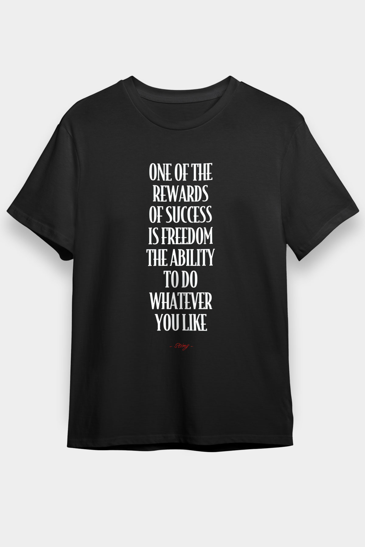 Sting Baskılı Unisex Siyah Tişört - Tshirt