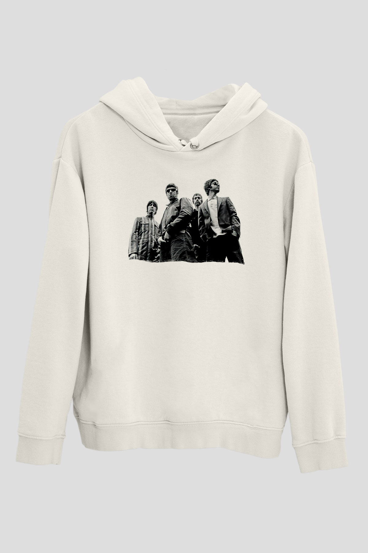 Stone Roses Baskılı Beyaz Unisex Kapüşonlu Sweatshirt