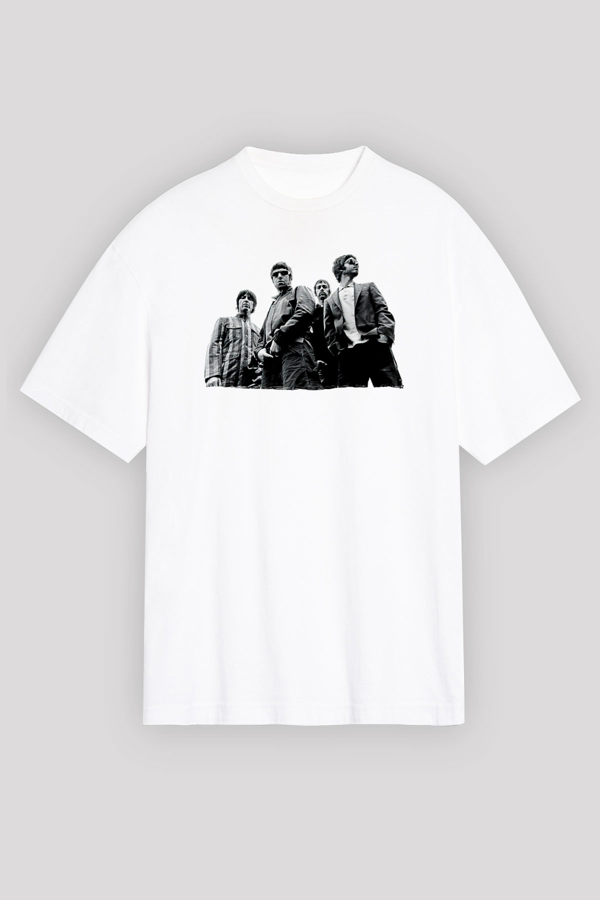 Stone Roses Baskılı Beyaz Unisex Oversize Tişört - Tshirt