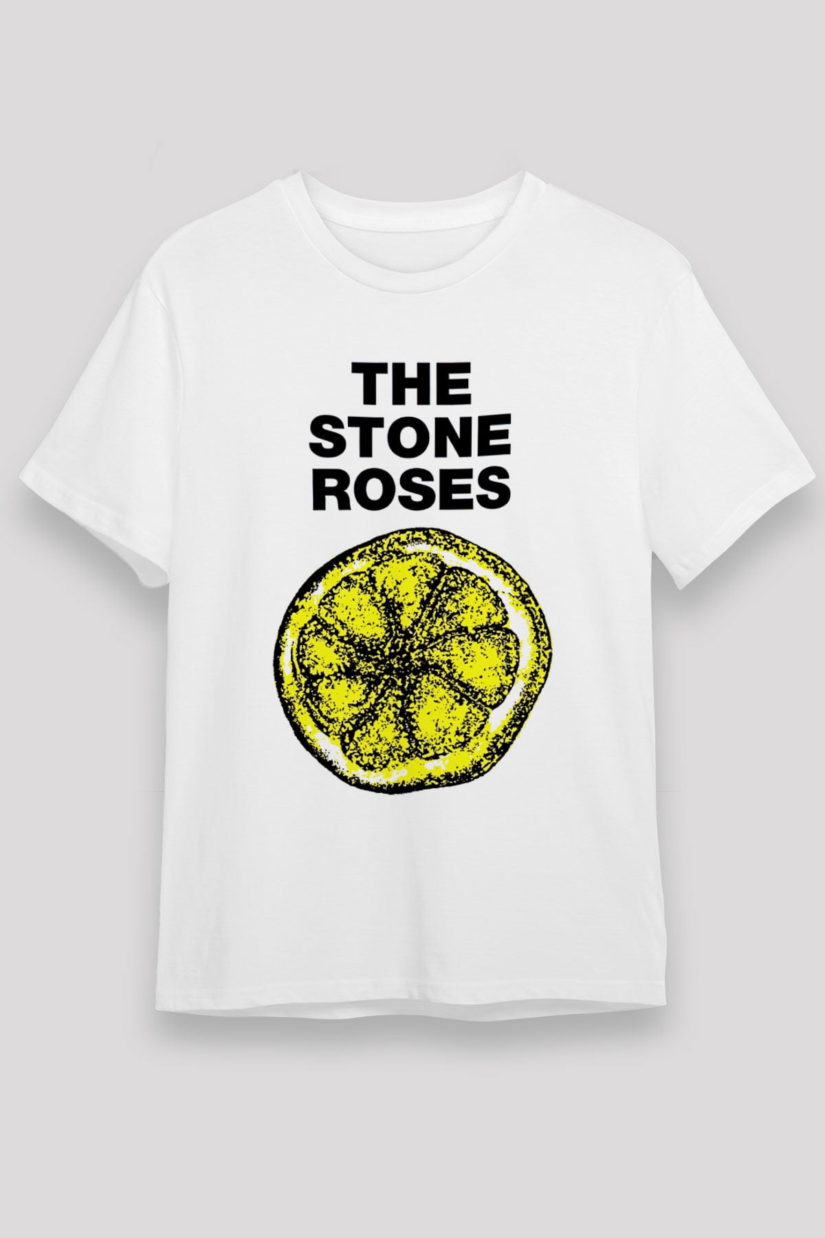 Stone Roses Baskılı Unisex Beyaz Tişört - Tshirt