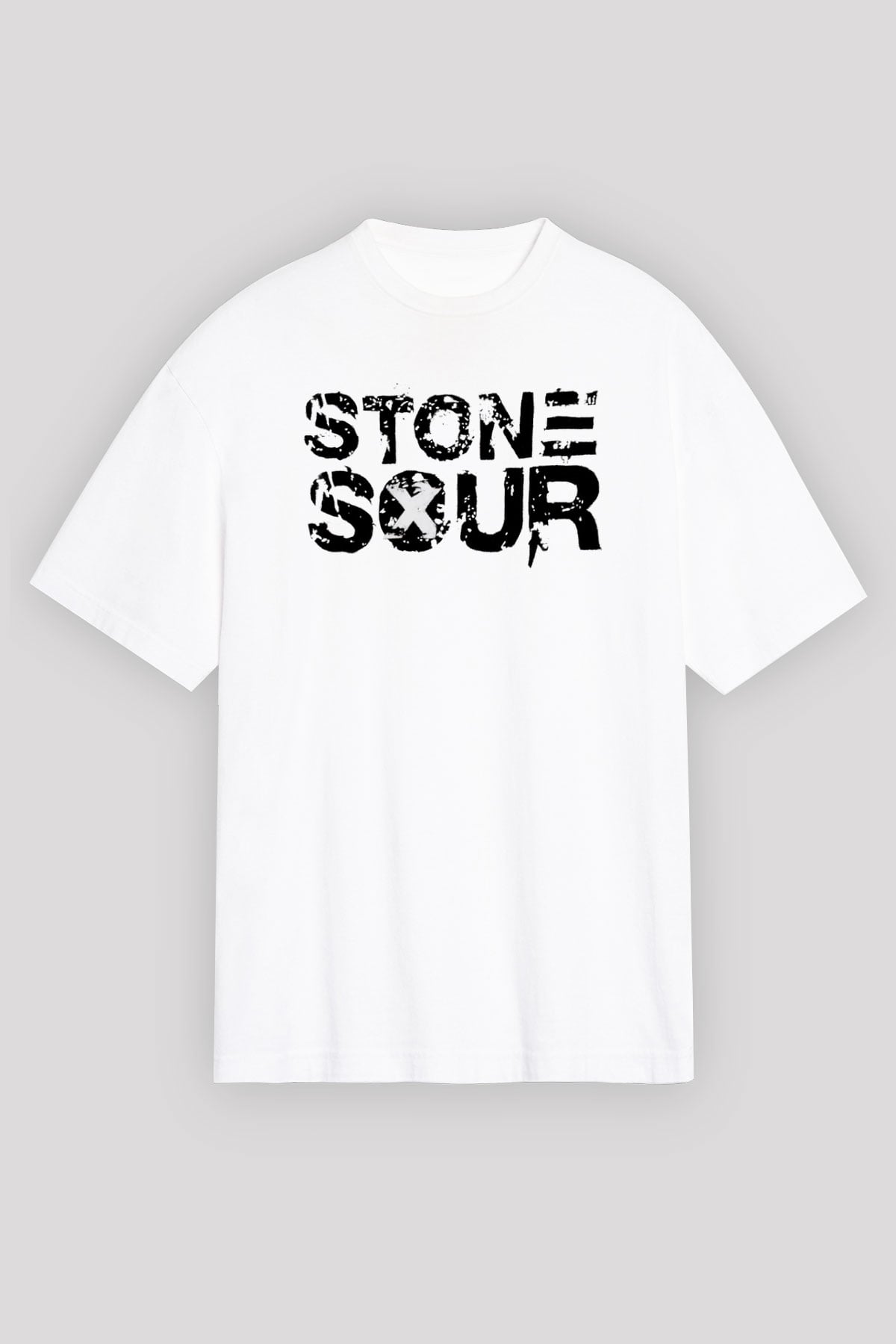 Stone Sour Beyaz Unisex Oversize Tişört T-Shirt - Oversize Tişört Fabrikası