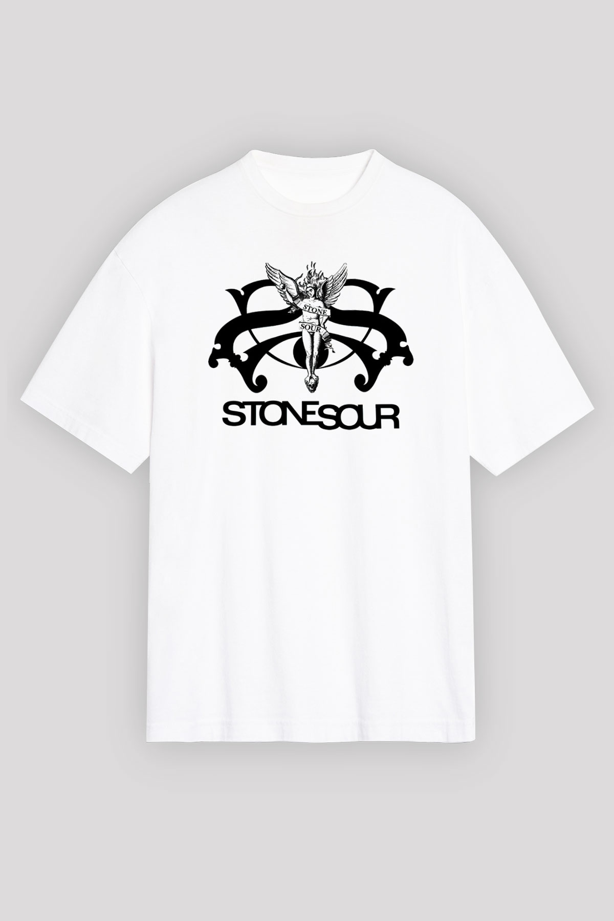 Stone Sour Beyaz Unisex Oversize Tişört T-Shirt - Oversize Tişört Fabrikası