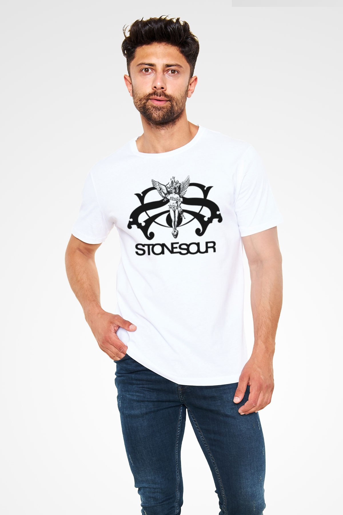 Stone Sour Beyaz Unisex Tişört T-Shirt - Tişört Fabrikası