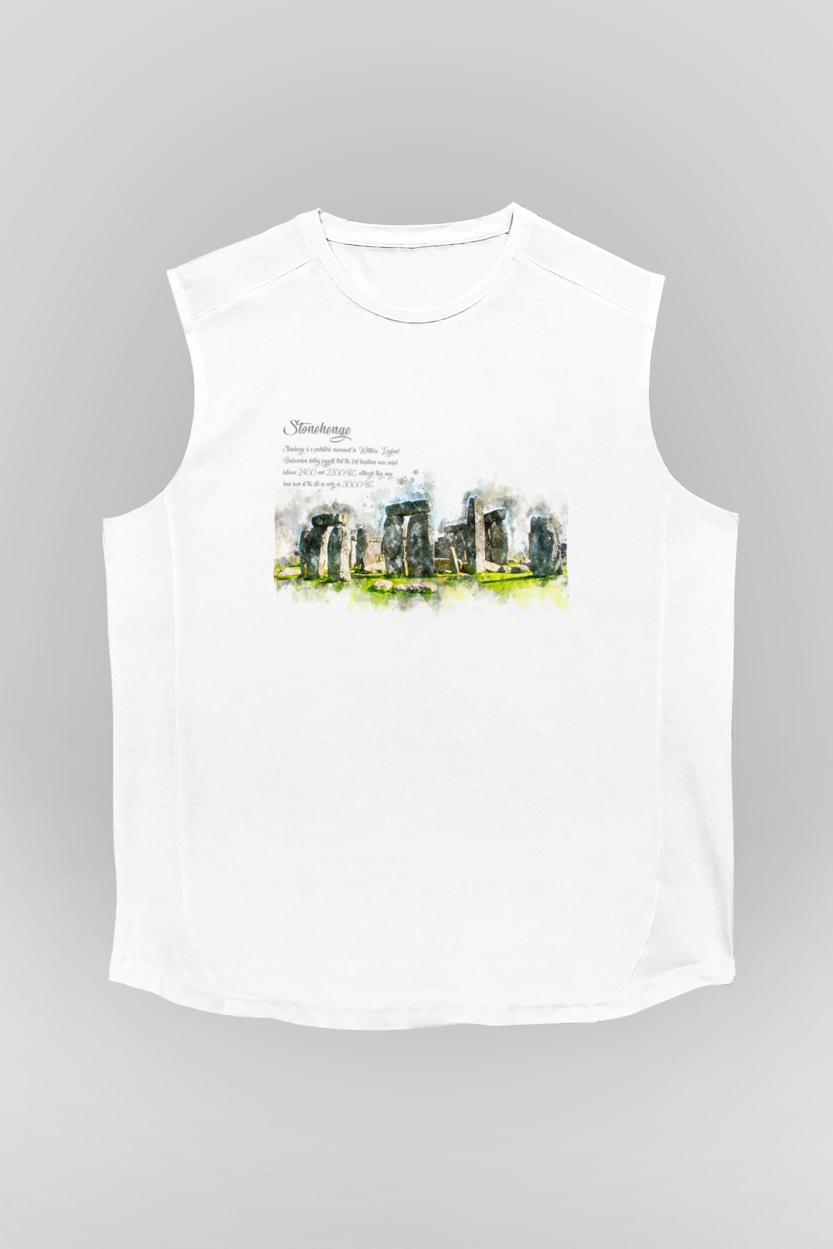Stonehenge Beyaz Unisex Kolsuz Tişört