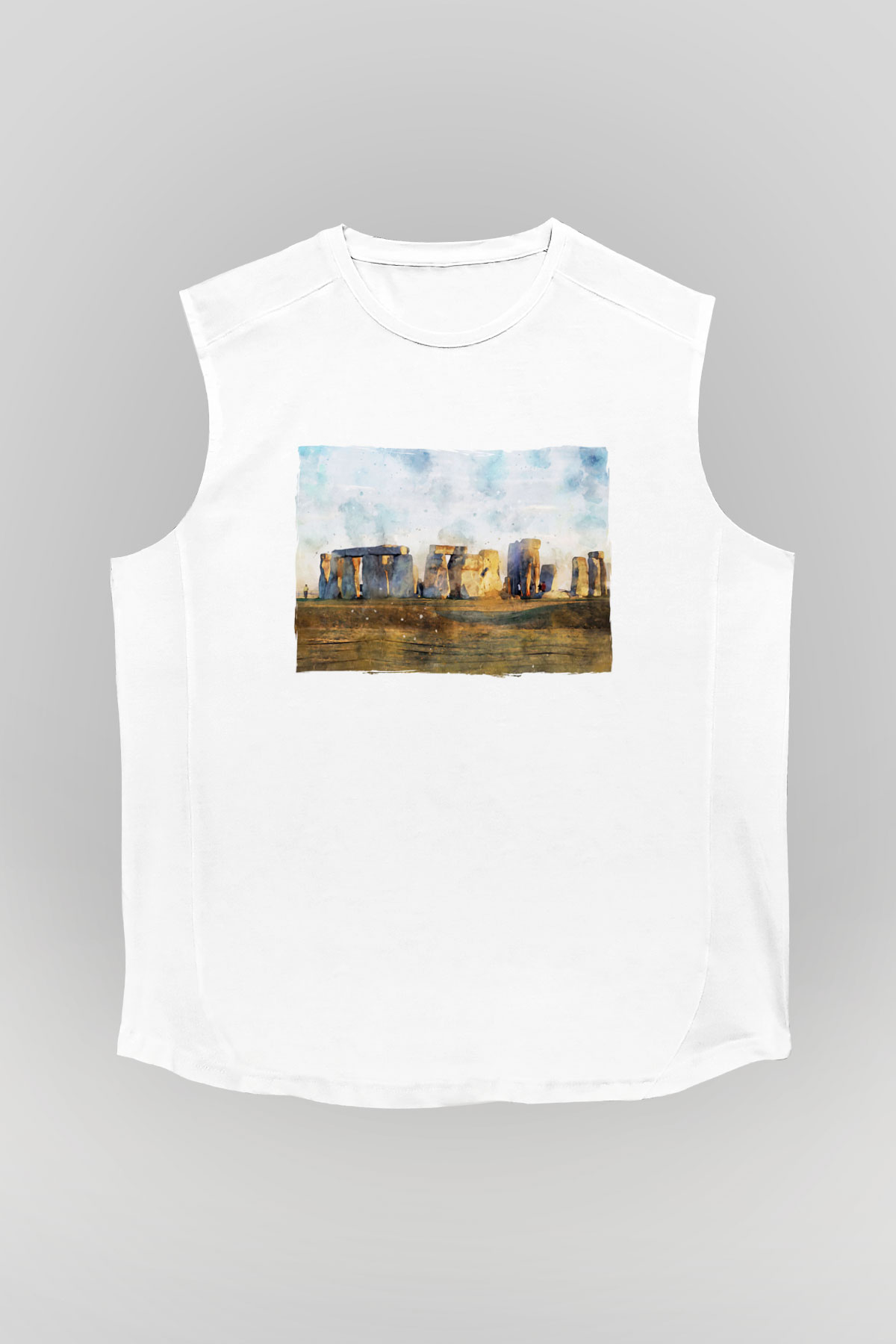 Stonehenge Beyaz Unisex Kolsuz Tişört