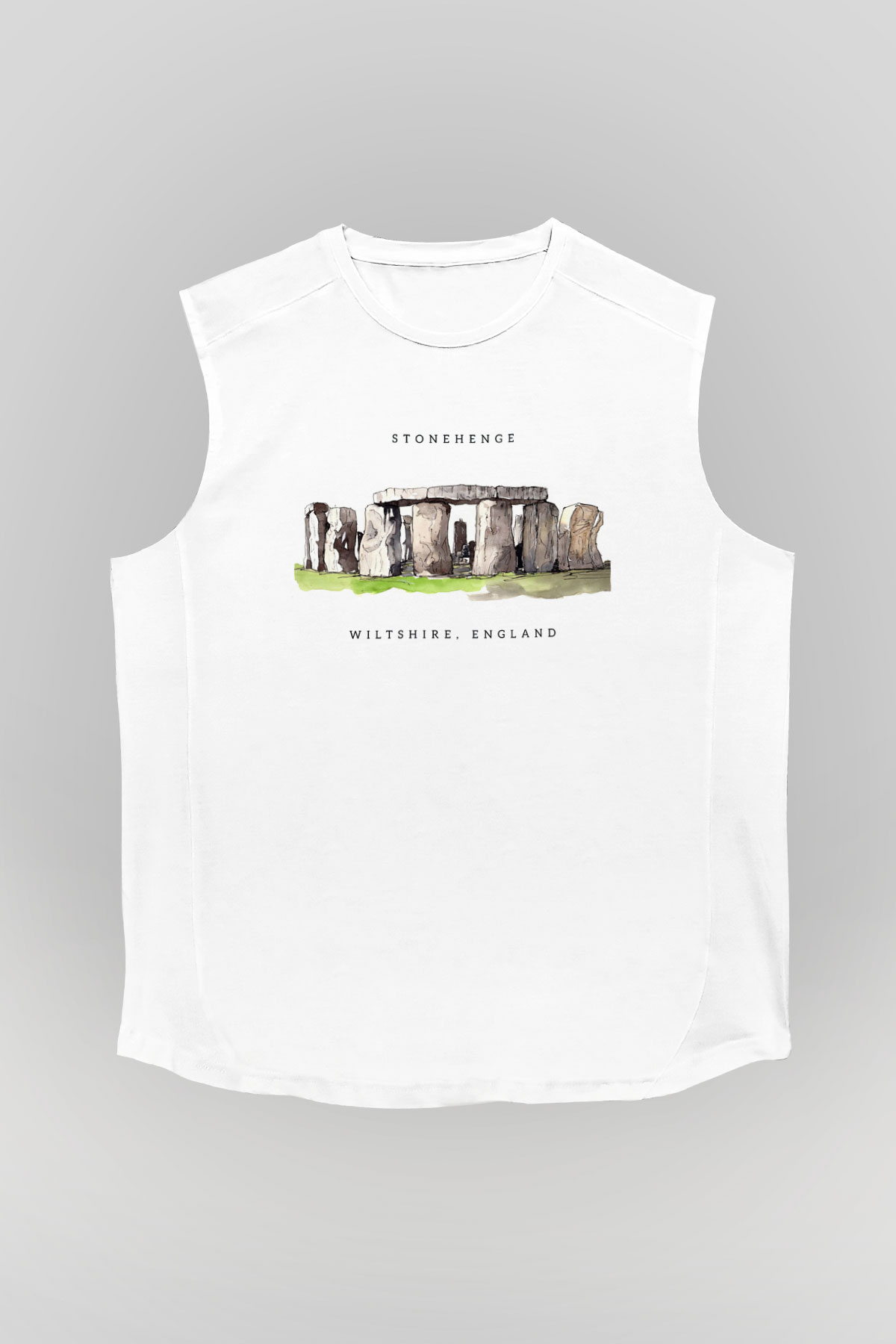 Stonehenge Beyaz Unisex Kolsuz Tişört