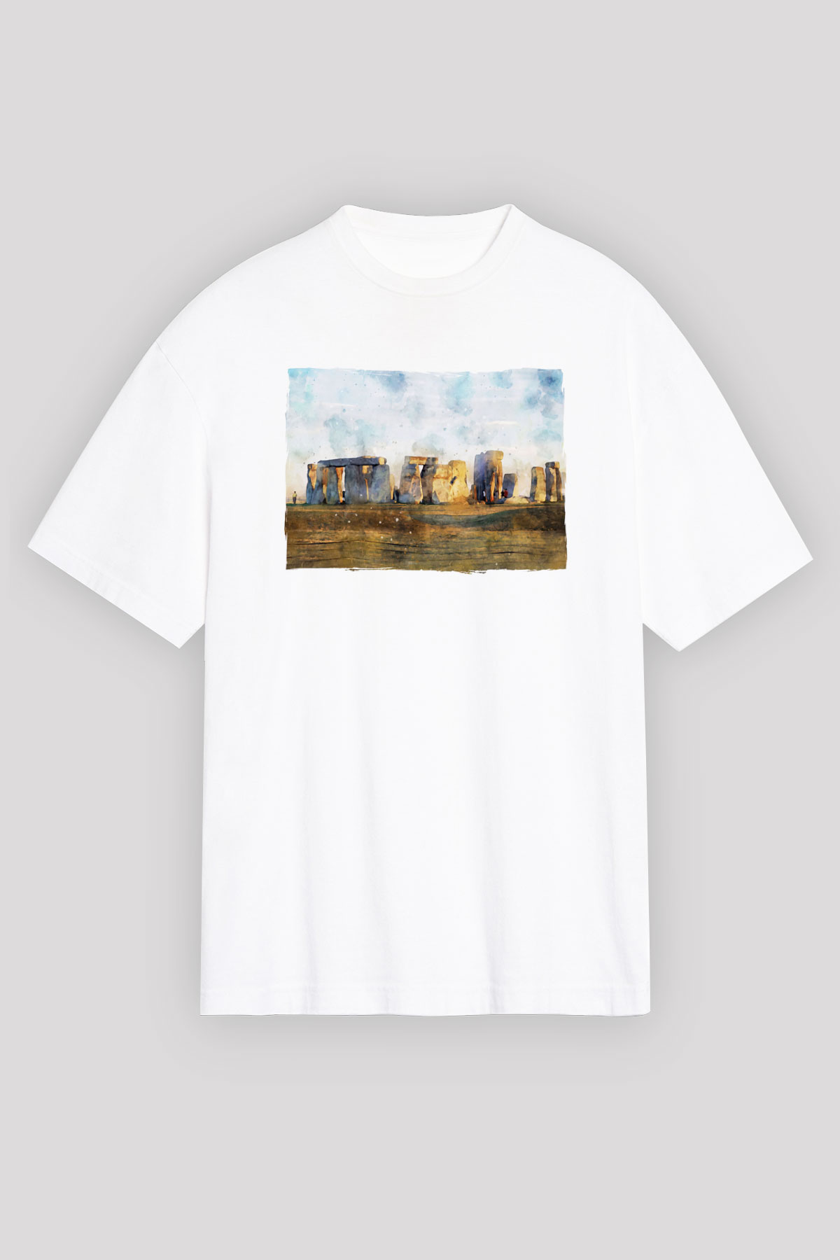 Stonehenge Beyaz Oversize Tişört Oversize T-shirt - TişörtFabrikası