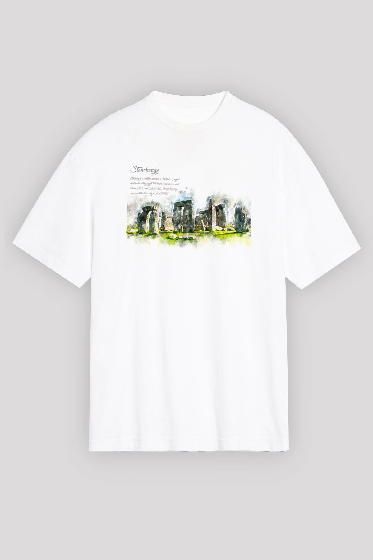 Stonehenge Beyaz Oversize Tişört Oversize T-shirt - TişörtFabrikası