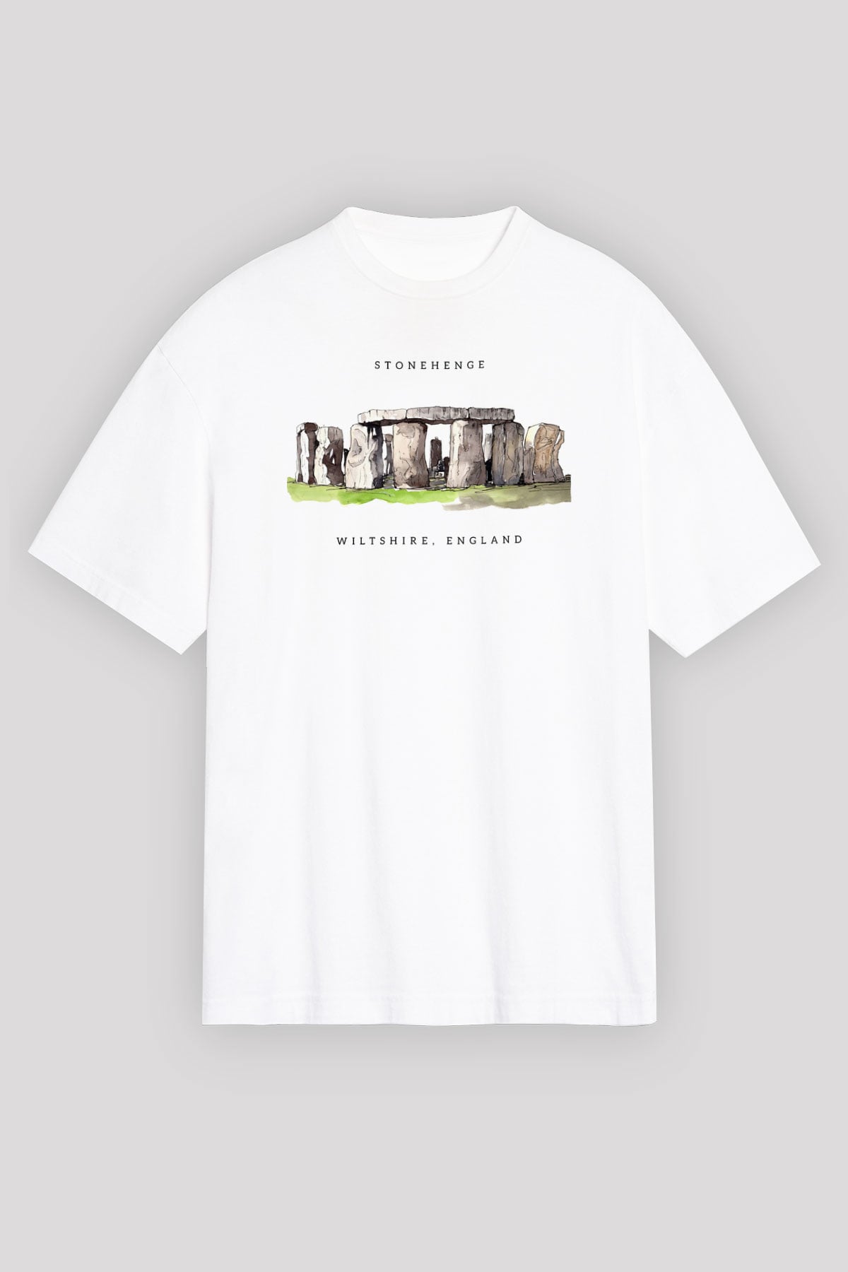 Stonehenge Beyaz Oversize Tişört Oversize T-shirt - TişörtFabrikası