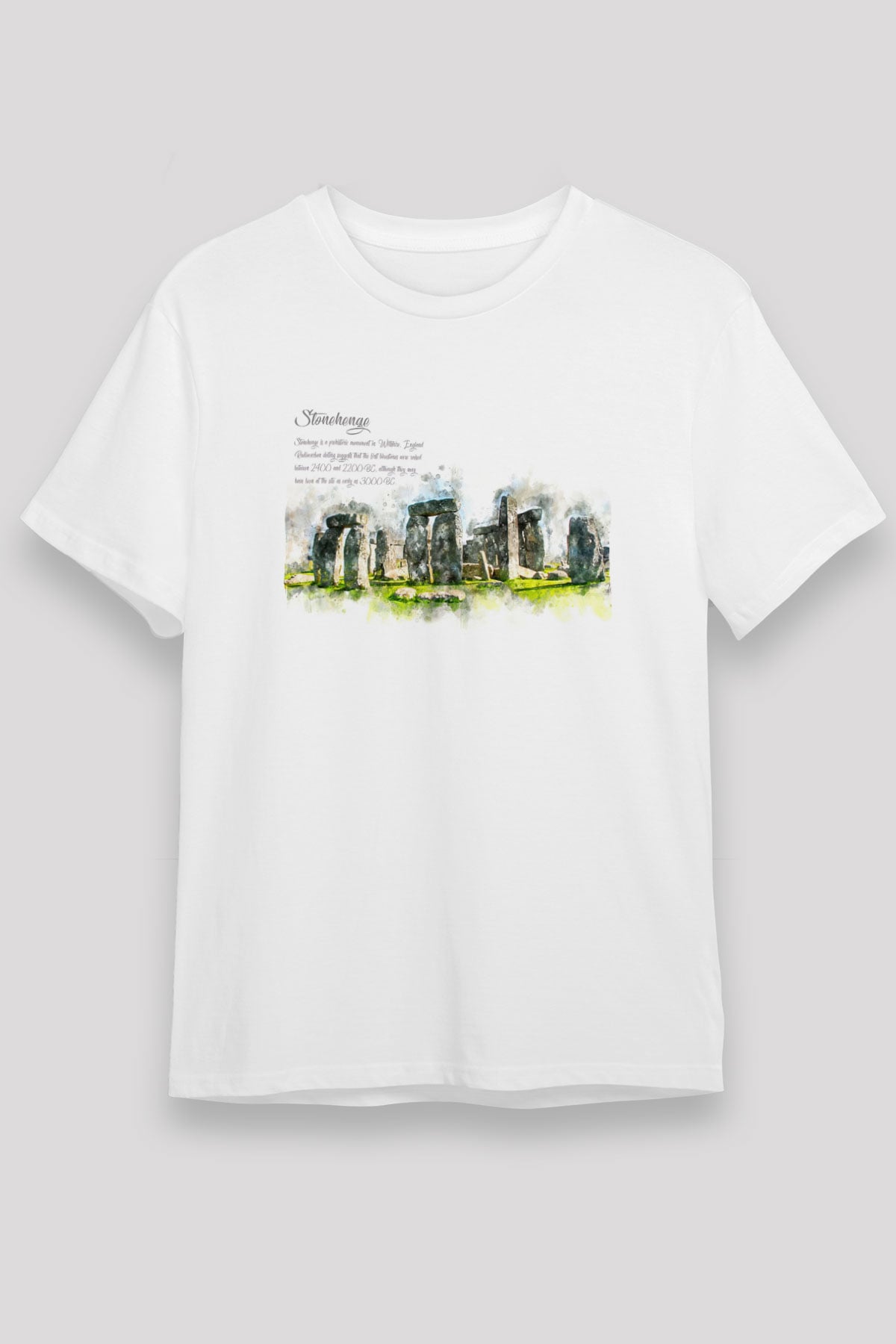 Stonehenge Beyaz Unisex Tişört T-Shirt - TişörtFabrikası