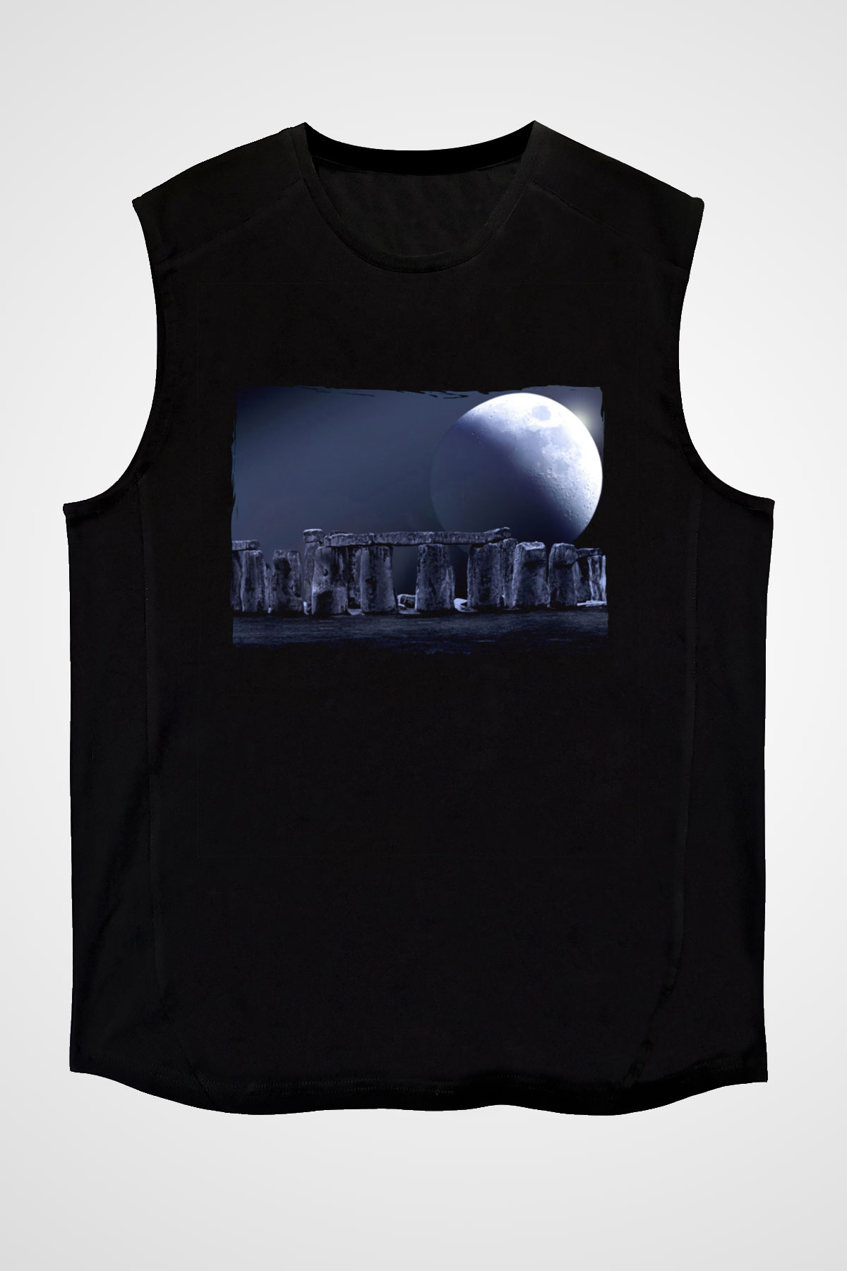Stonehenge Siyah Unisex Kolsuz Tişört