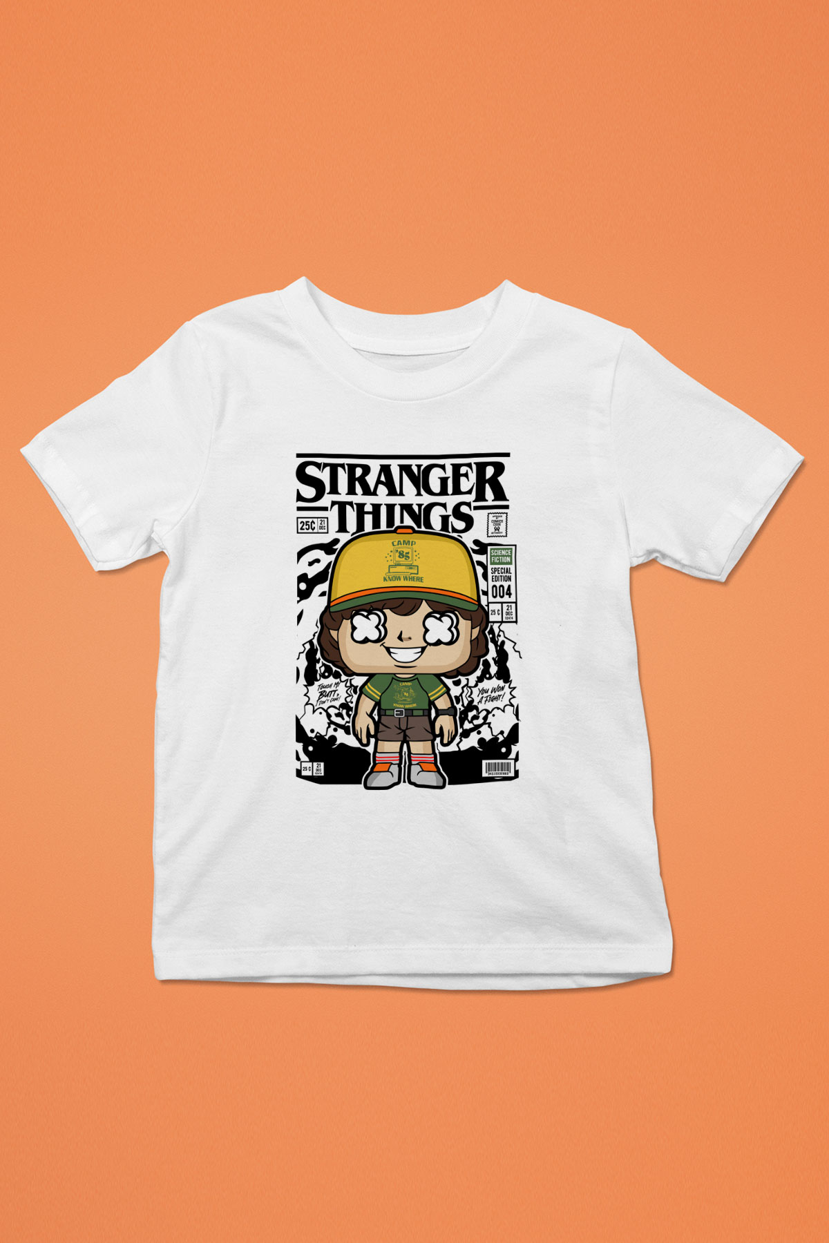 Stranger Things Baskılı Unisex Beyaz Çocuk Tişört