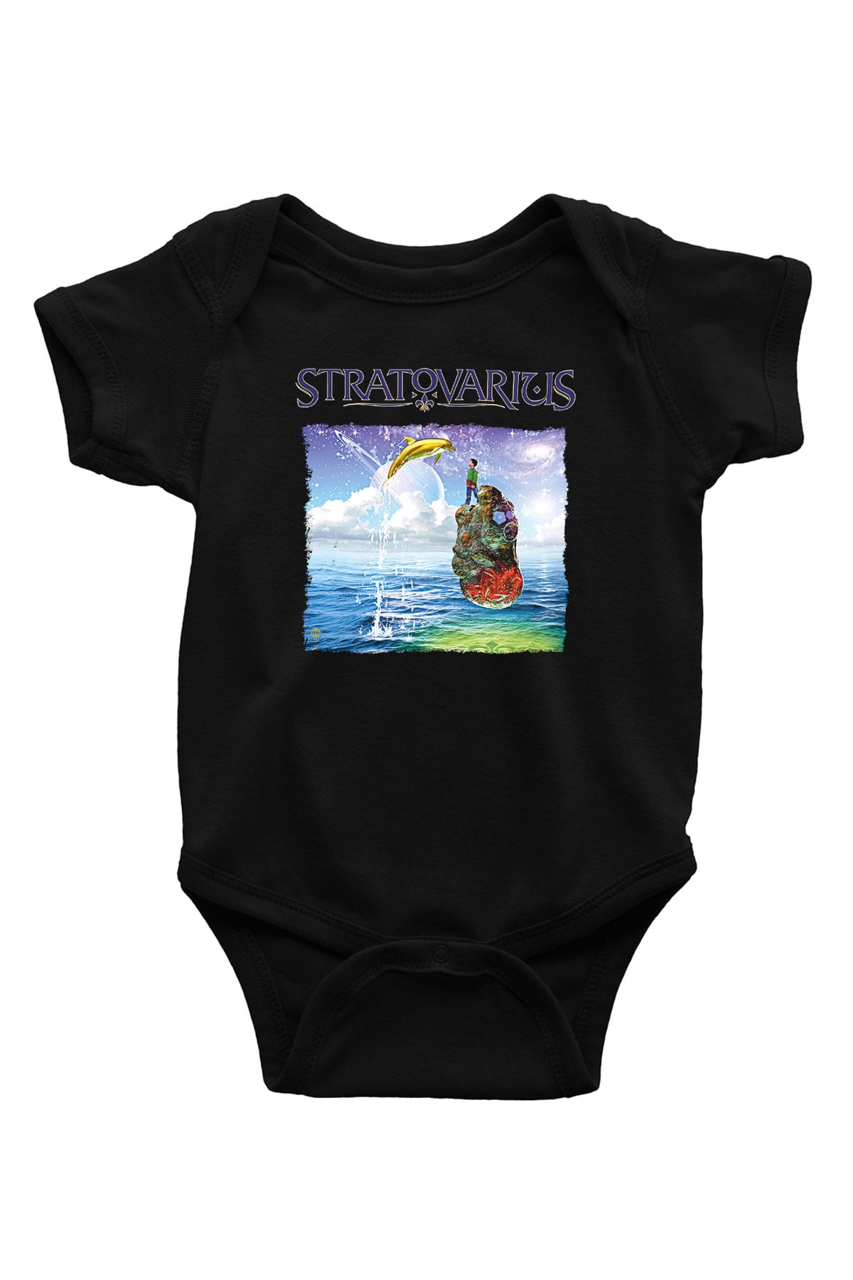 Stratovarius Baskılı Unisex Siyah Bebek Body - Zıbın
