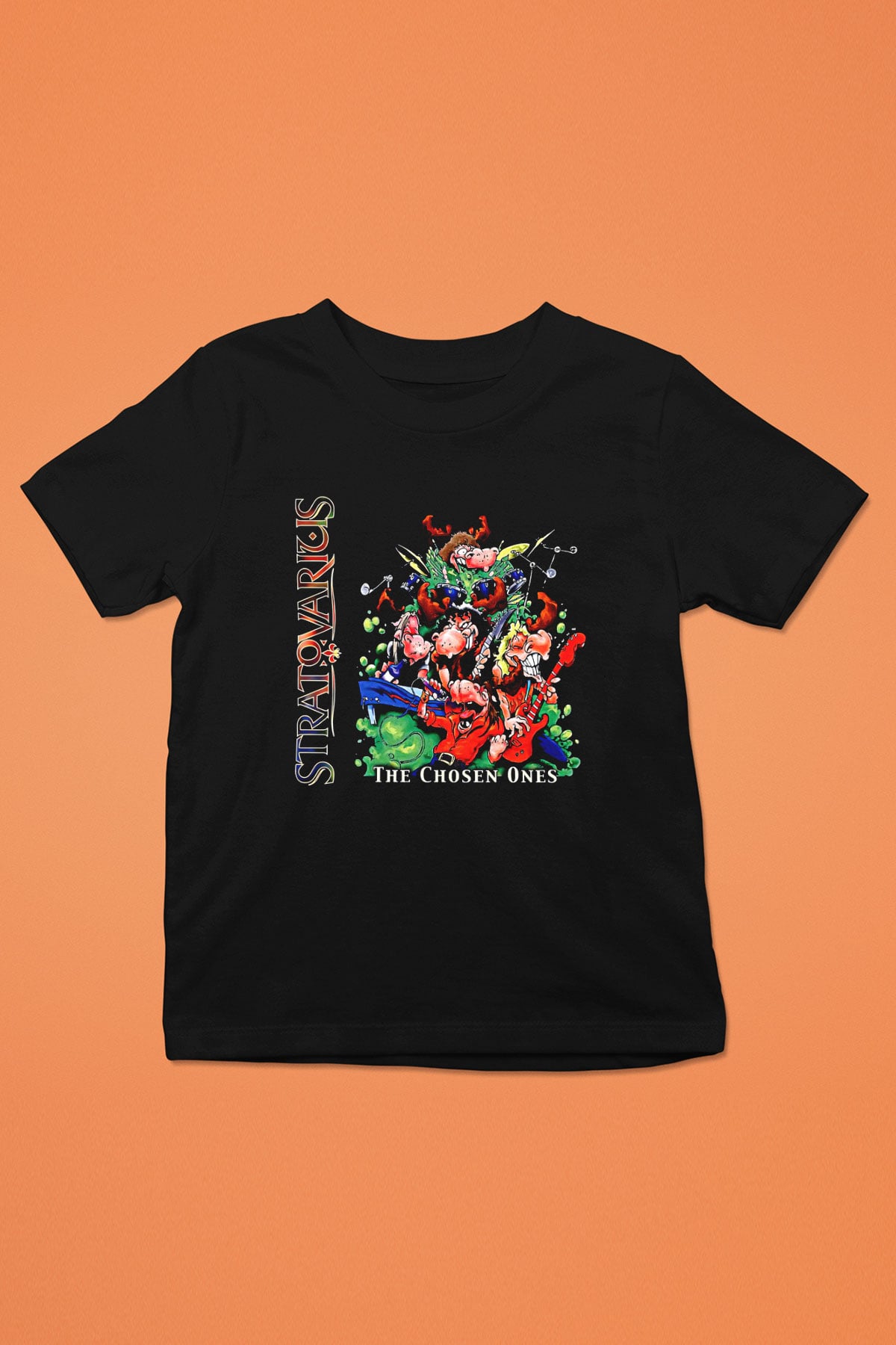 Stratovarius Baskılı Unisex Siyah Çocuk Tişört - Tshirt