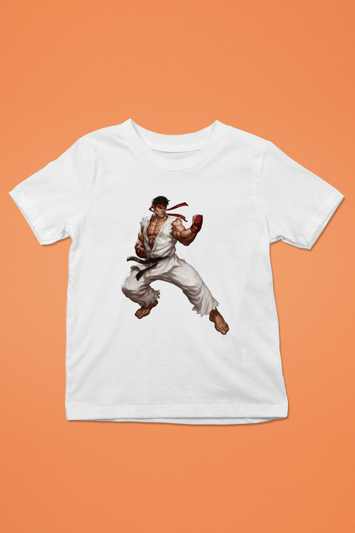 Street Fighter Baskılı Beyaz Unisex Çocuk Tişört