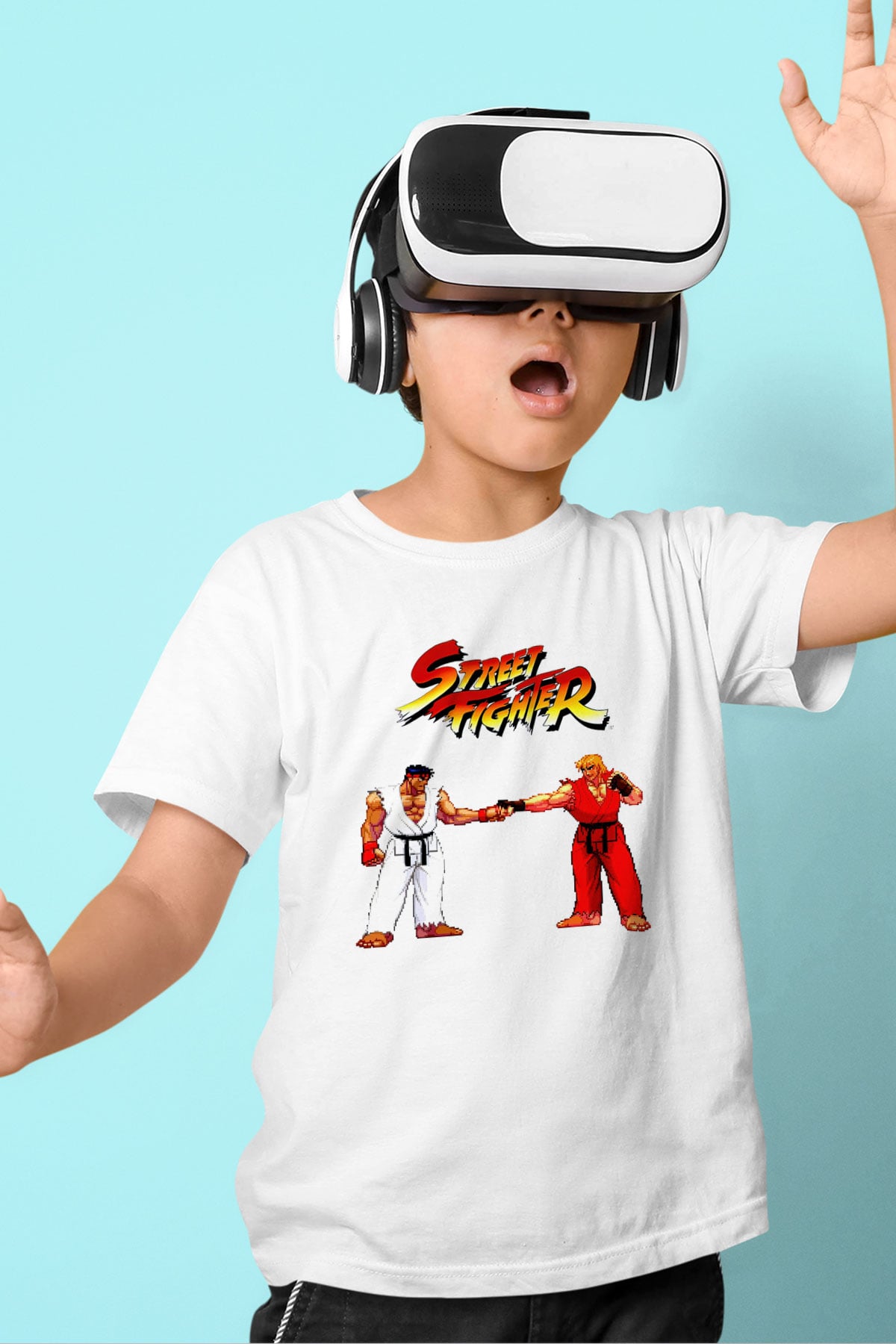 Street Fighter Beyaz Unisex  Çocuk Tişört